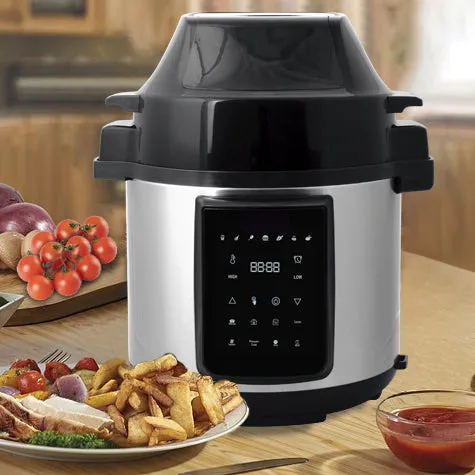 6L Air Fryer   Pressure Cooker (Silver) Kitchen Appliance