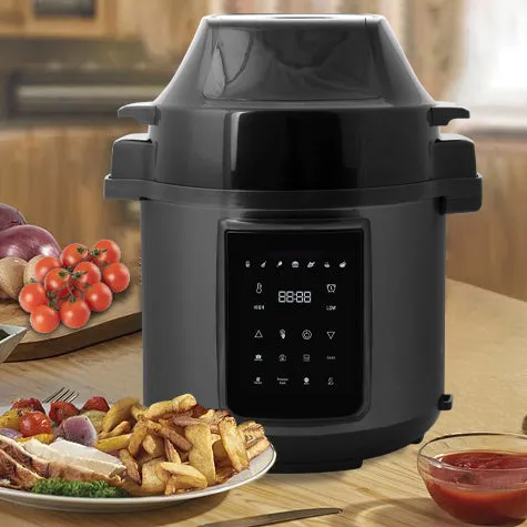 6L Air Fryer   Pressure Cooker (Silver) Kitchen Appliance