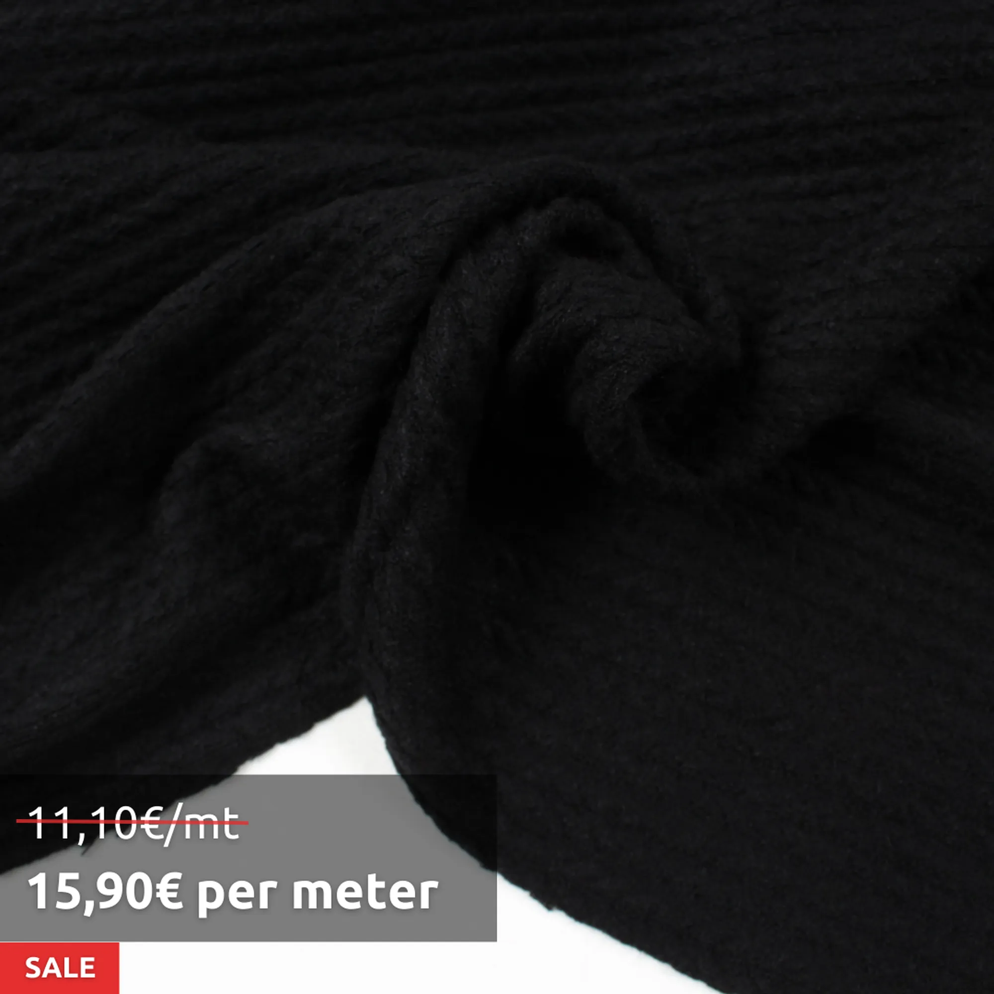 7 Mts Roll - Cashmere Touch Knitted Jacquard - Cable-knit (Black) - OFFER: 11,10€/Mt