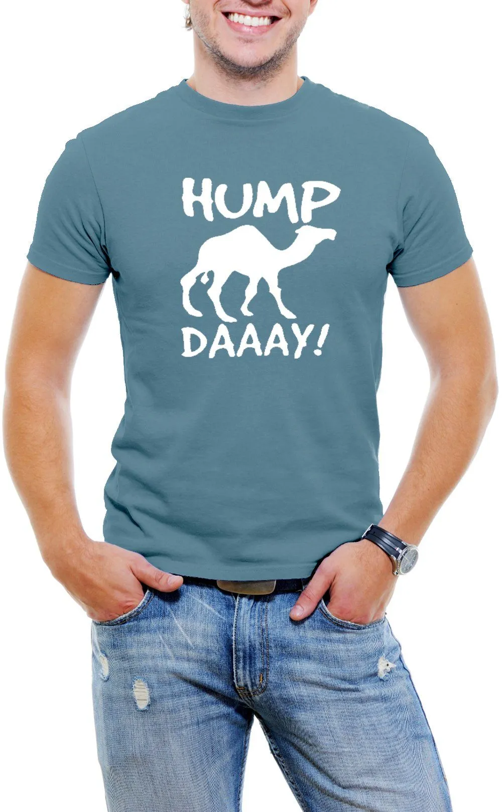 AFONiE Hump Day Camel Men T-Shirt Soft Cotton Short Sleeve Tee