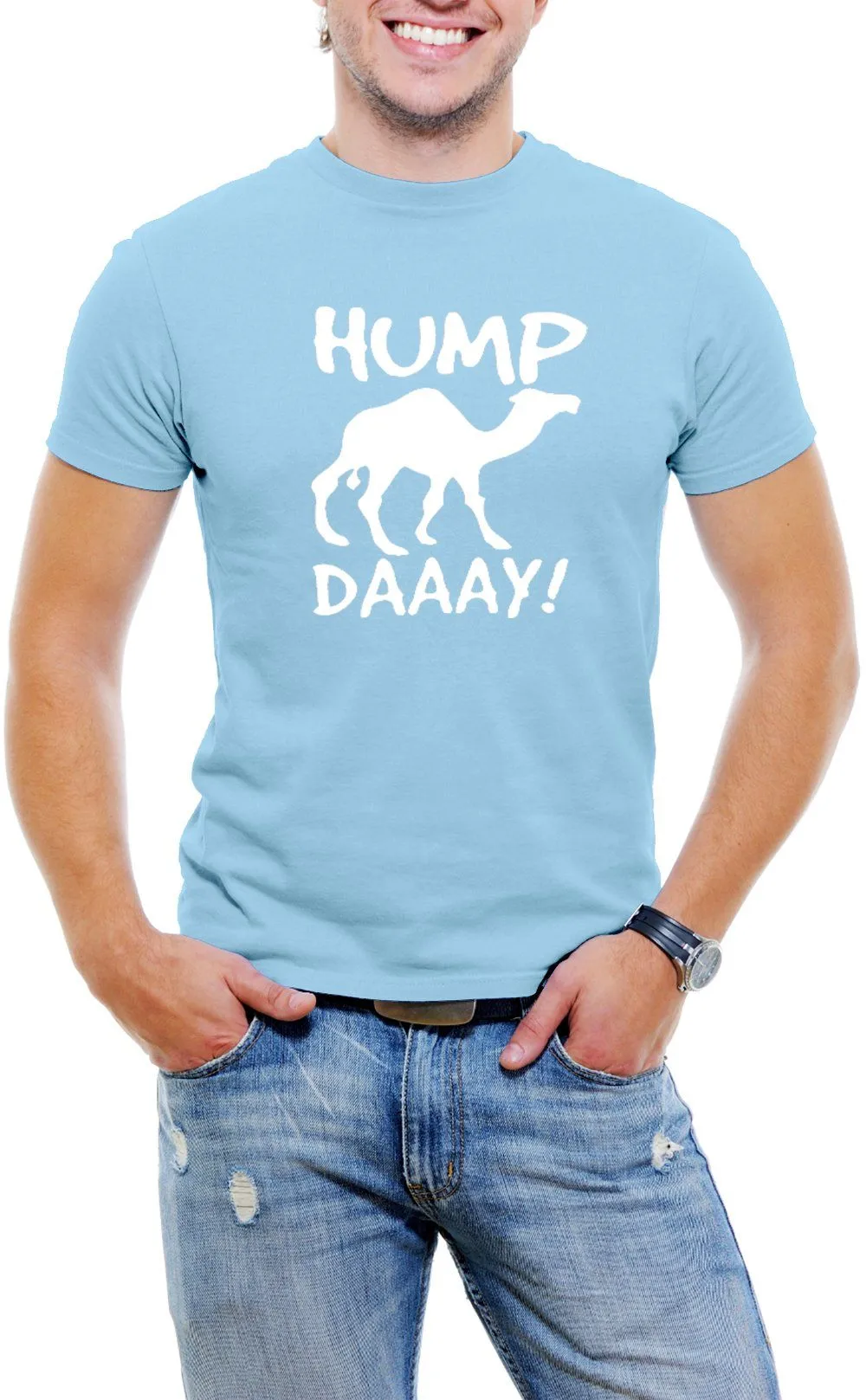 AFONiE Hump Day Camel Men T-Shirt Soft Cotton Short Sleeve Tee