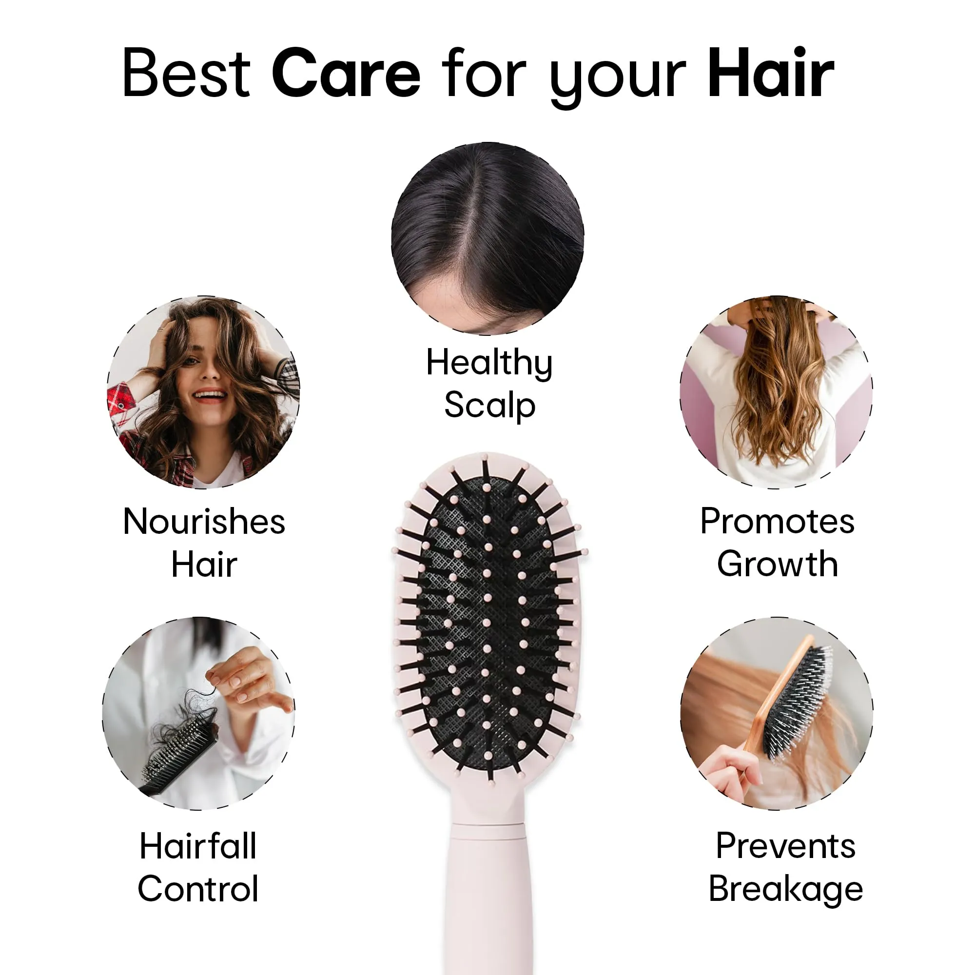 Anko Small Oval Paddle Hair Brush| Pink Paddle Cushioned Hair Brush With Pin Hole For All Hair Types - Mens, Kids, Womens, Thick, Curly, Wavy, Long, Short, Wet And Dry Hair.