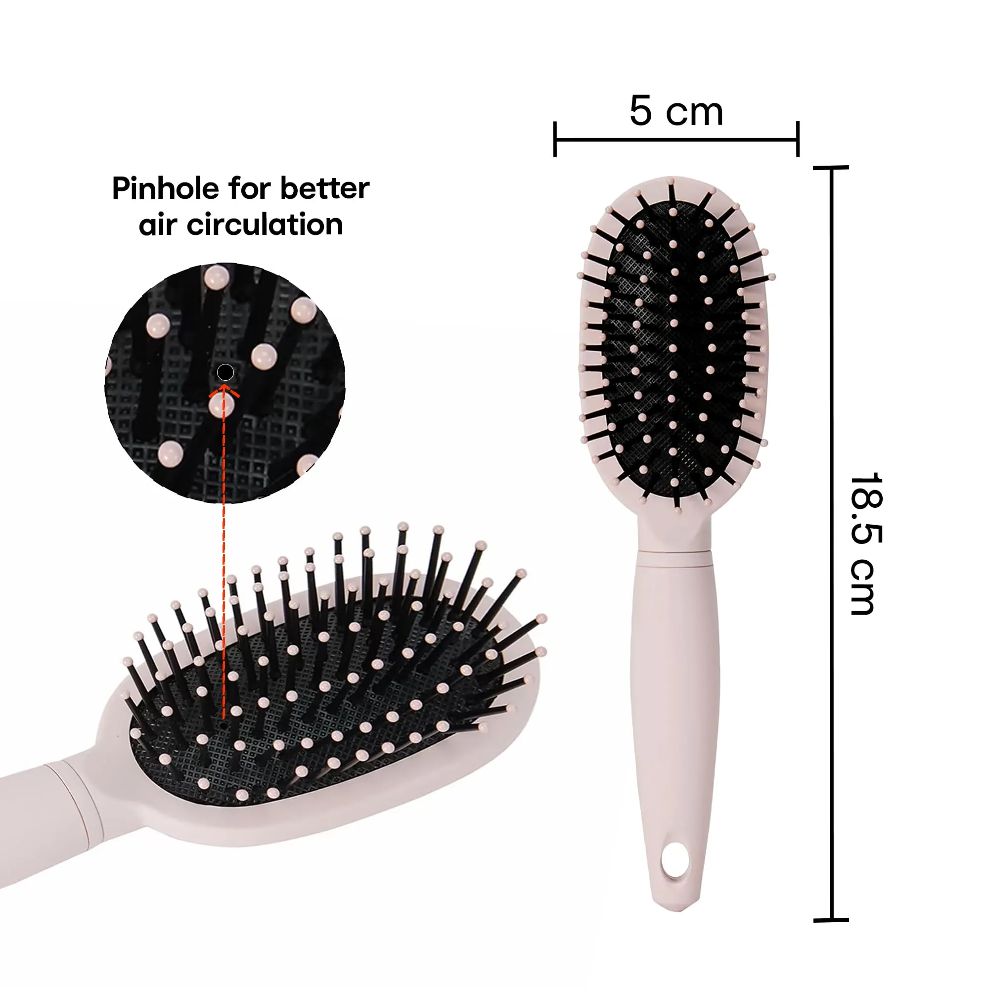 Anko Small Oval Paddle Hair Brush| Pink Paddle Cushioned Hair Brush With Pin Hole For All Hair Types - Mens, Kids, Womens, Thick, Curly, Wavy, Long, Short, Wet And Dry Hair.