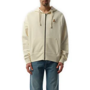 Bear in Mind Zip Hoodie in Off White/Brown