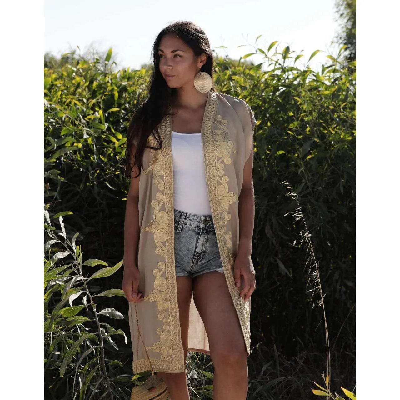 Beige Gold Marrakech Boho Kimono Kaftan