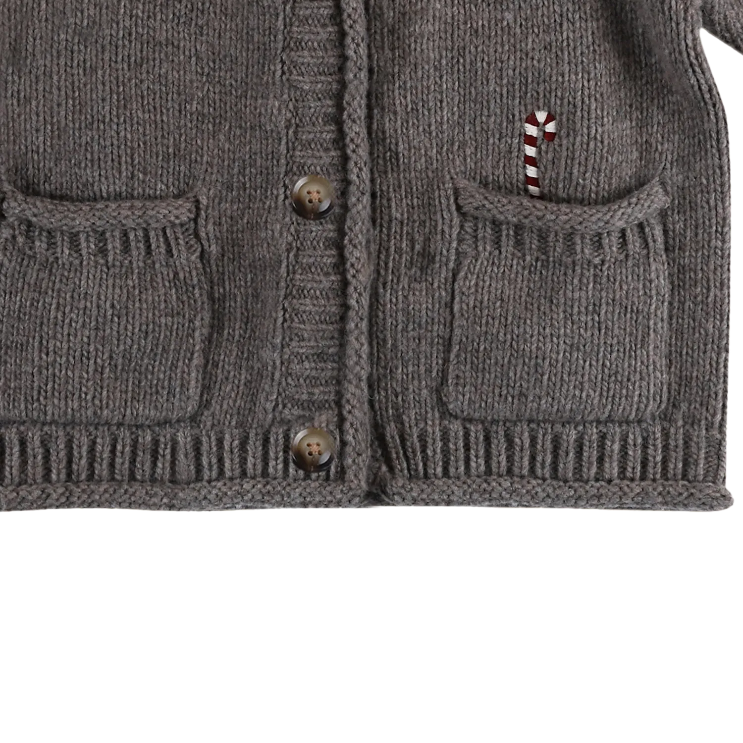 Bieka Cardigan | Candy Cane | Dark Taupe Melange