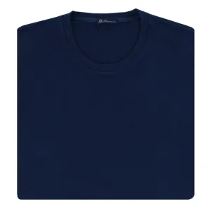 Blu navy garment dyed cotton T-shirt with Finamore 1925 logo