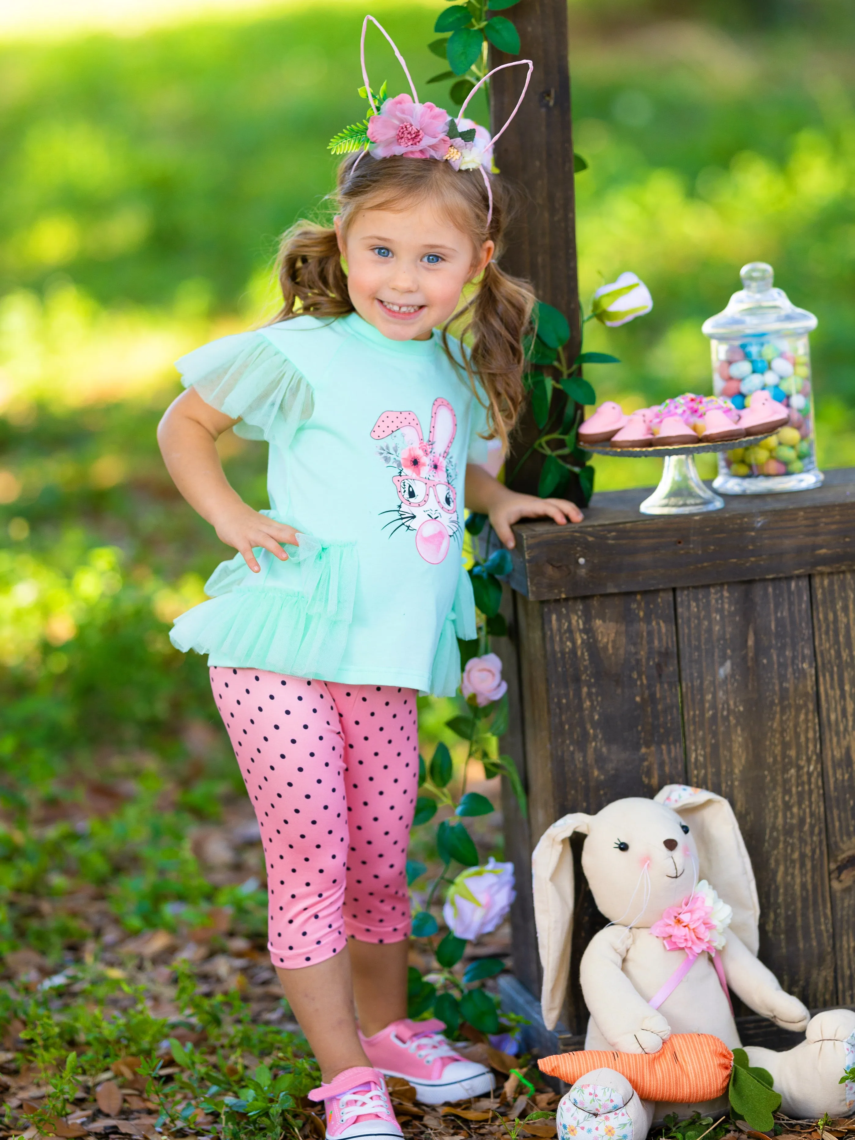 Bubble Yum Bunny Polka Dot Legging Set