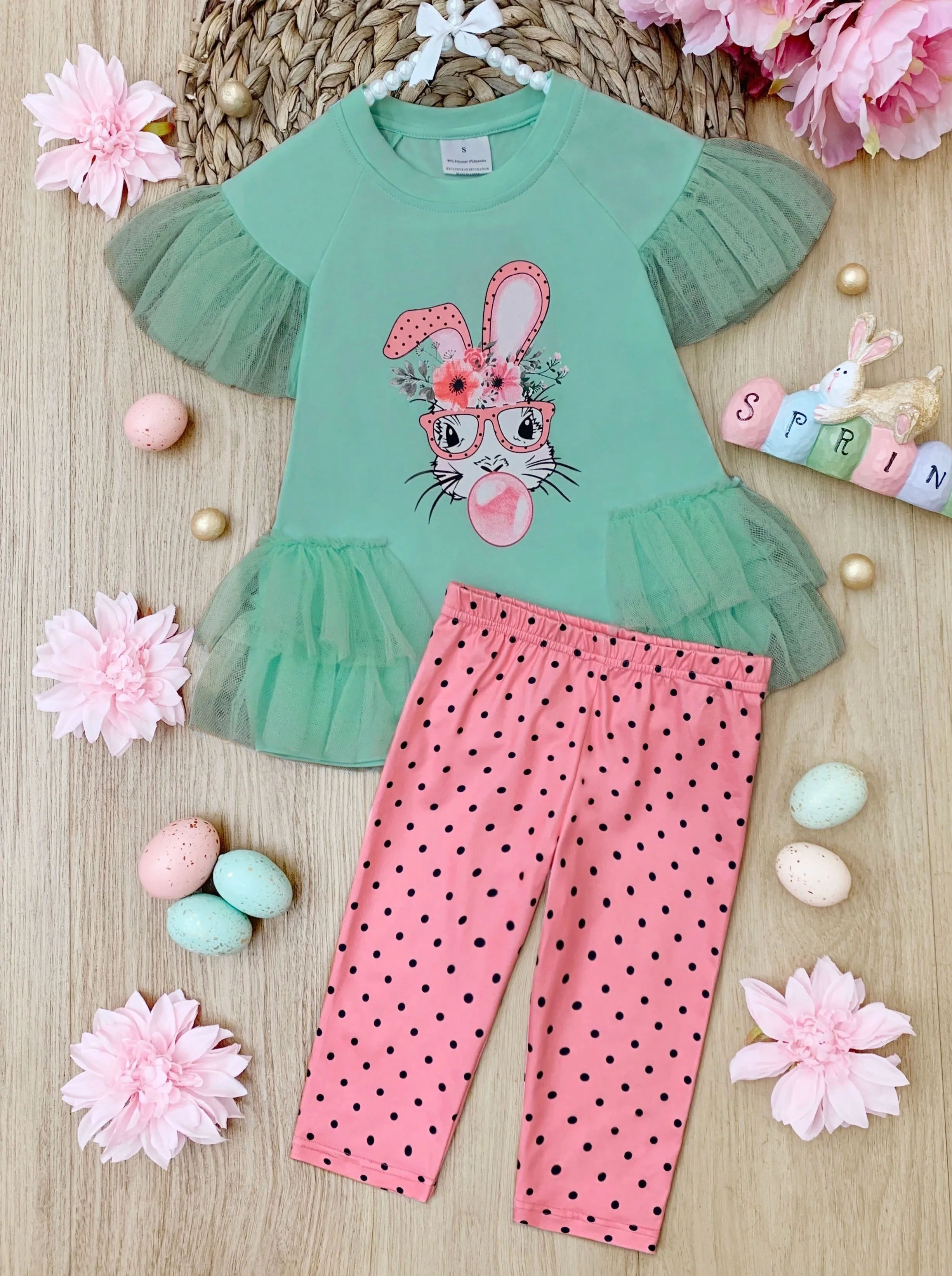 Bubble Yum Bunny Polka Dot Legging Set