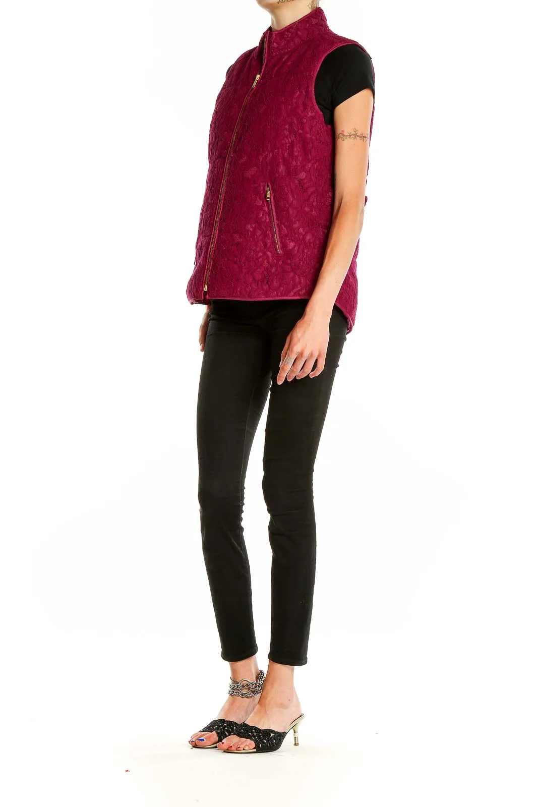 Burgundy Lace Quilted Vest