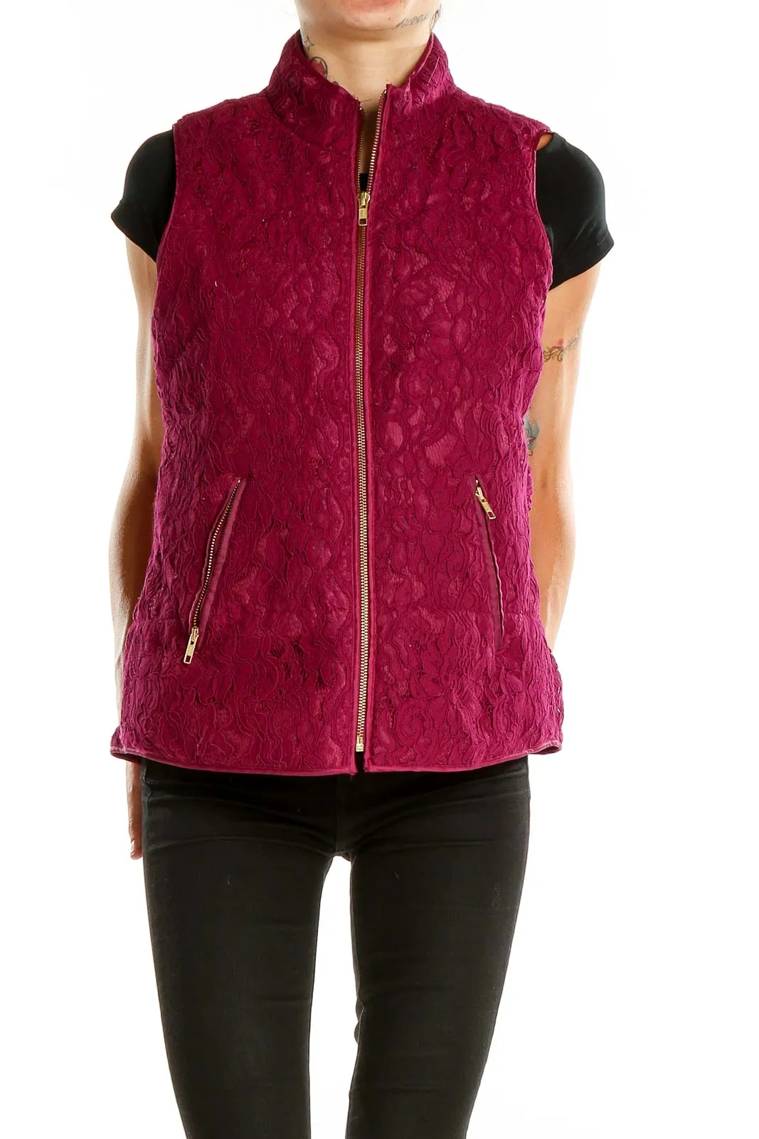 Burgundy Lace Quilted Vest