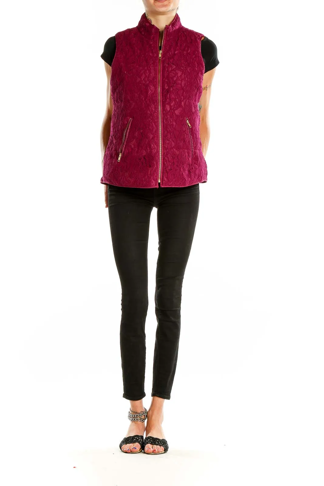 Burgundy Lace Quilted Vest