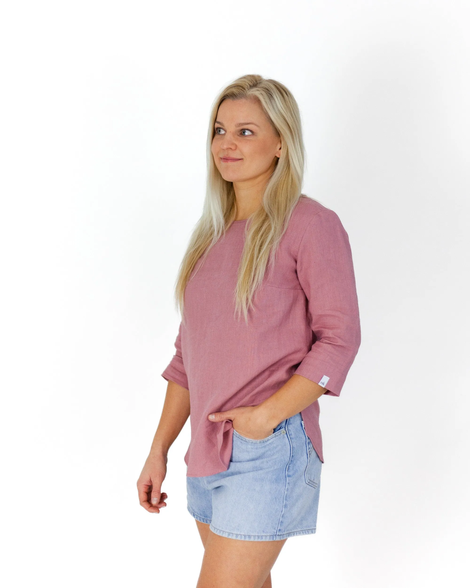 Classic Linen Blouse Old Rose