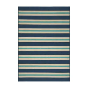 Dian Area Rug, 5 x 8, Power Loom, Ivory and Blue Stripes, Indoor Outdoor By Casagear Home