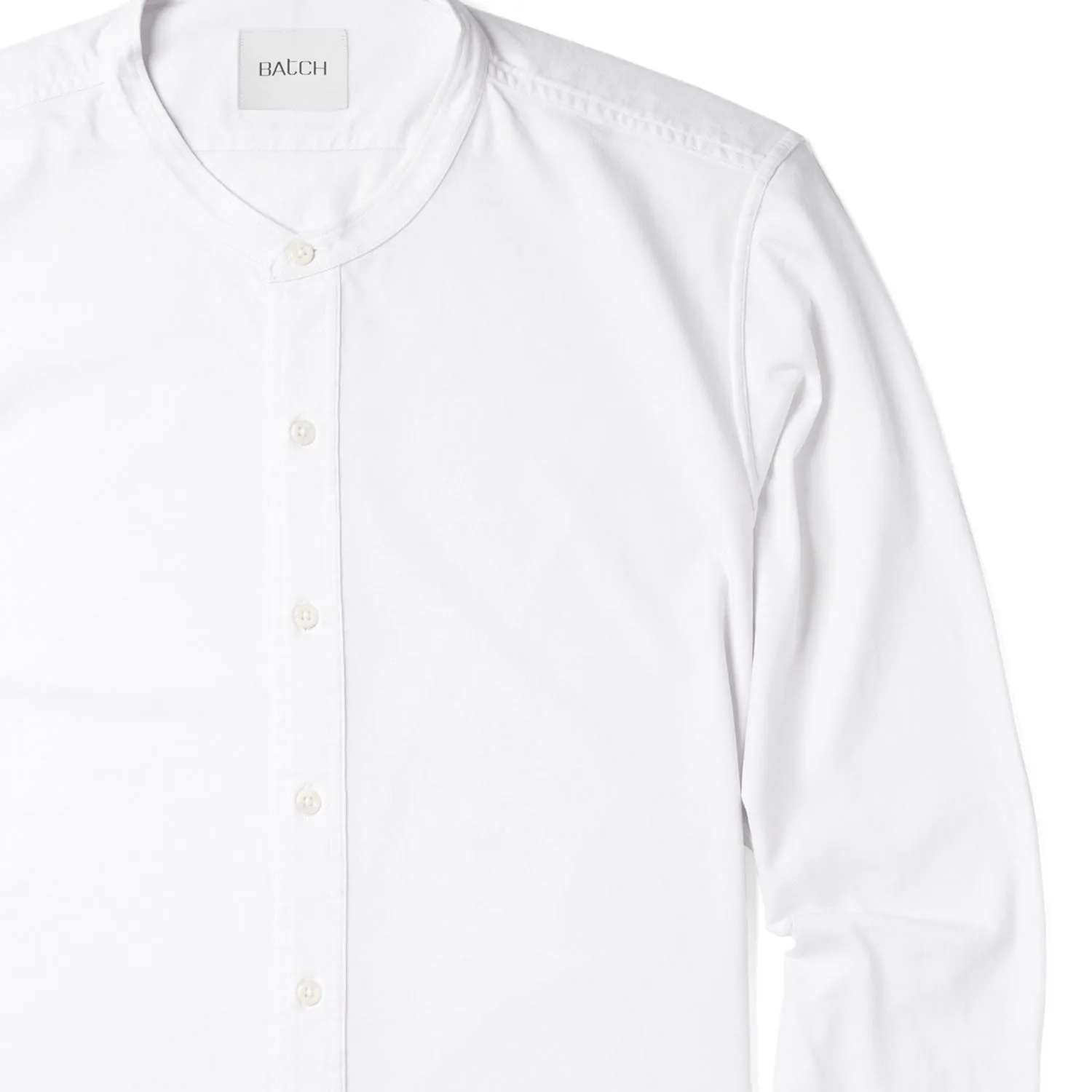 Essential Band Collar T-Shirt Shirt - Pure White Cotton Jersey