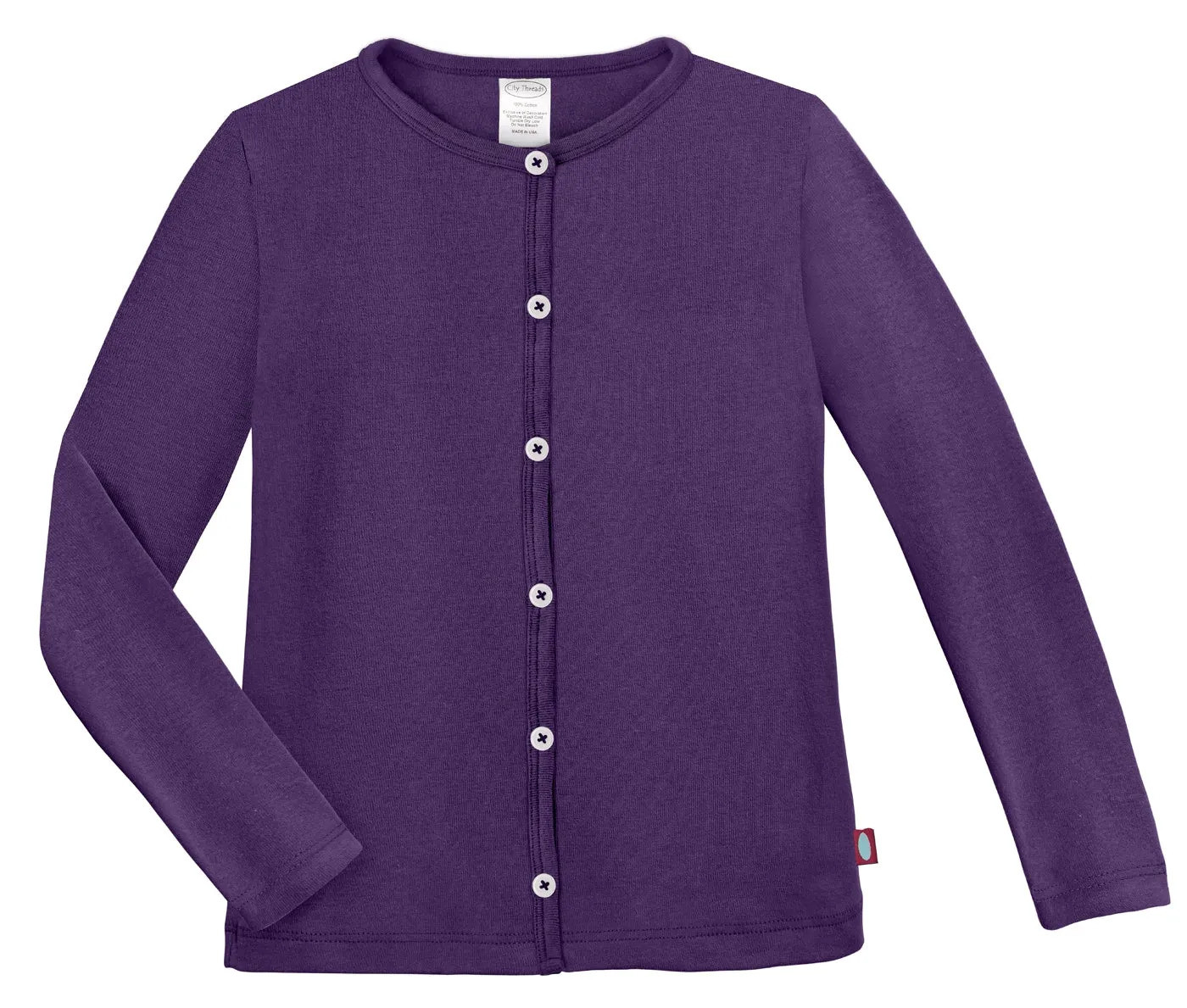 Girls Soft Cotton Button-Down Cardigan | Purple