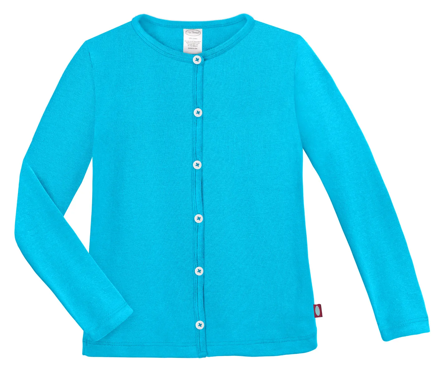 Girls Soft Cotton Button-Down Cardigan | Turquoise