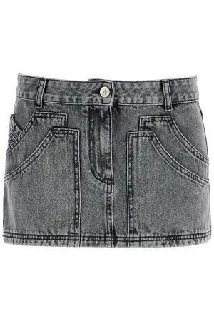 Gray High-waisted Slim Fit Denim Mini Skirt