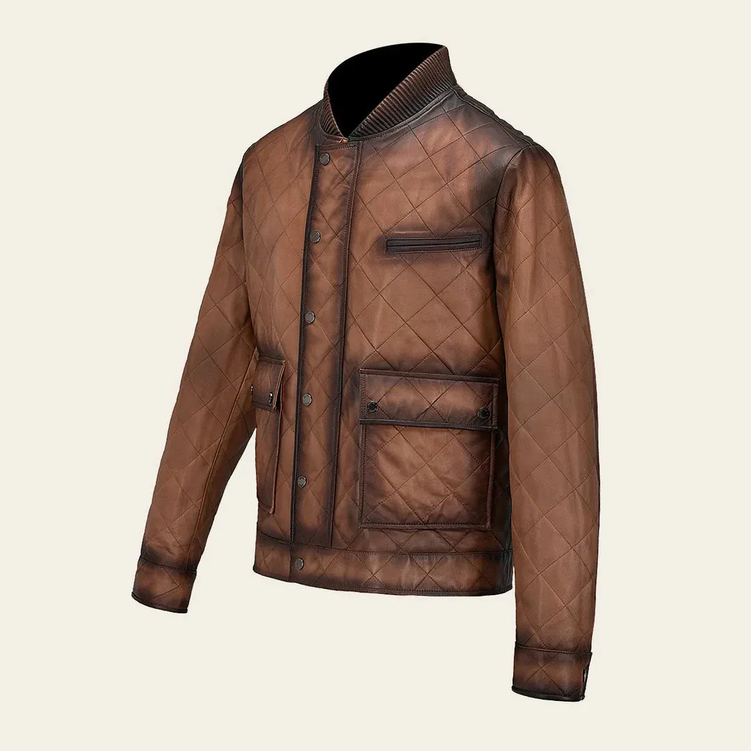 H317COC- Cuadra honey dress casual fashion leather jacket for men