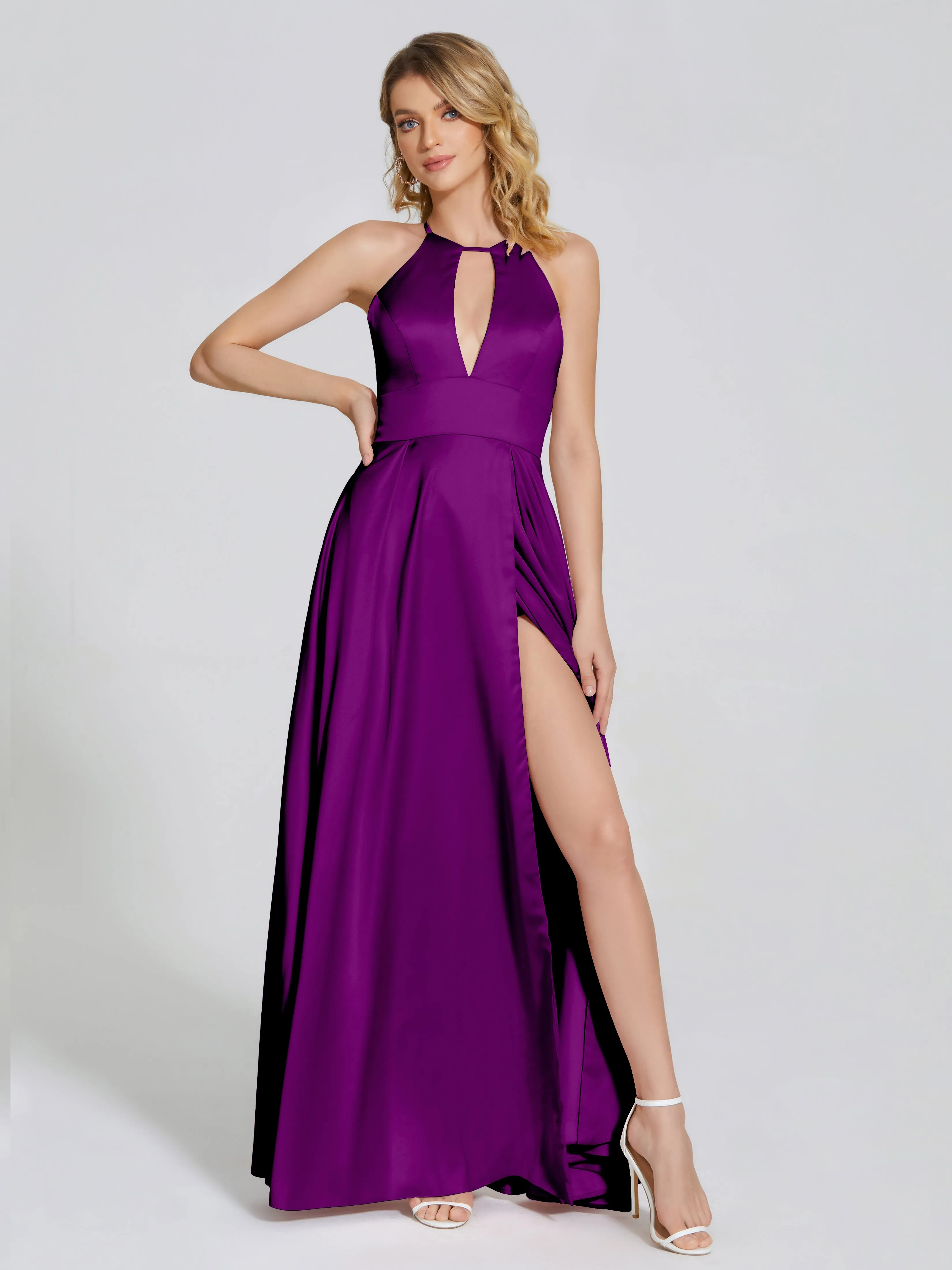 Halter Soft Satin Party Dresses