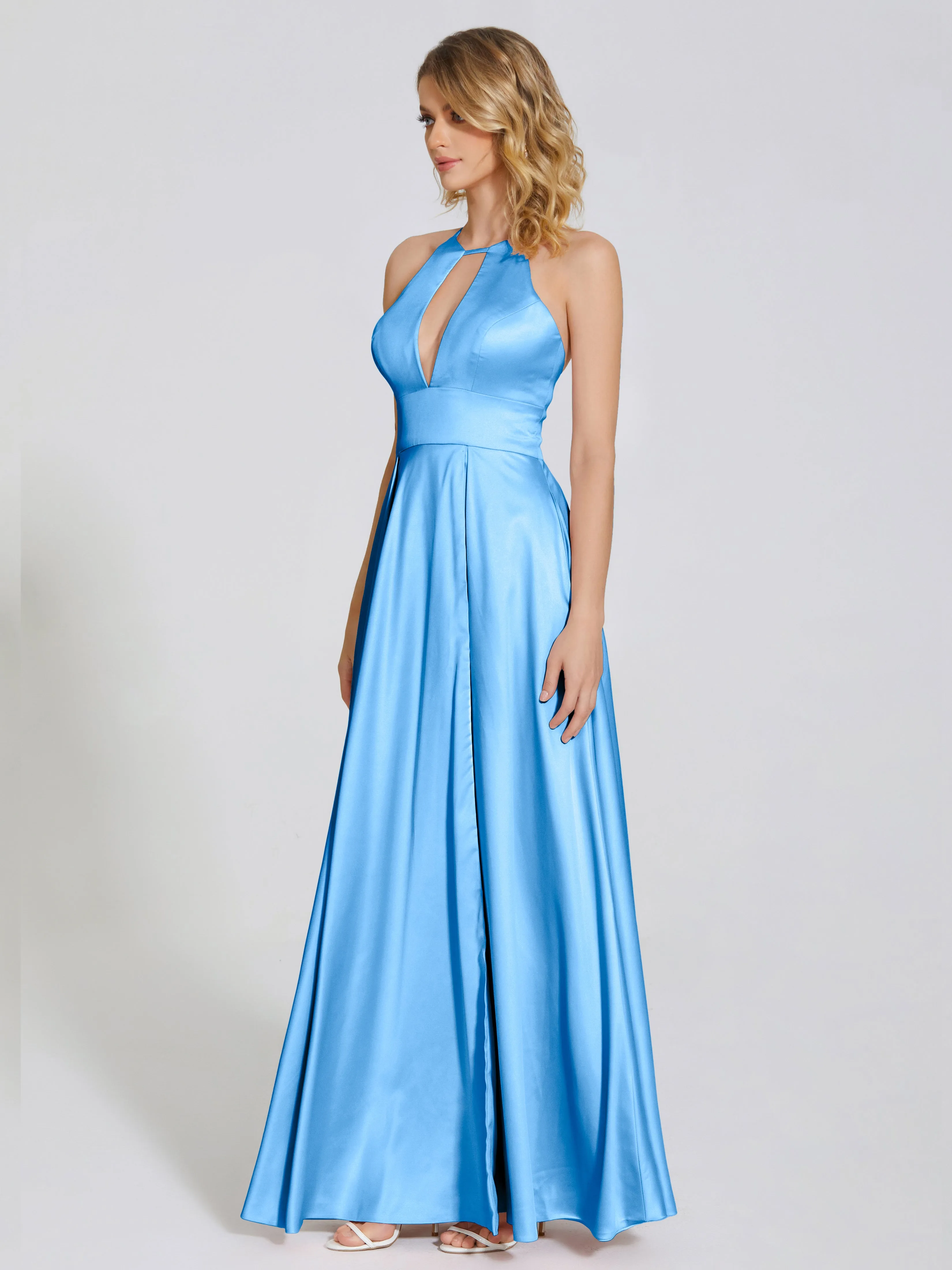 Halter Soft Satin Party Dresses