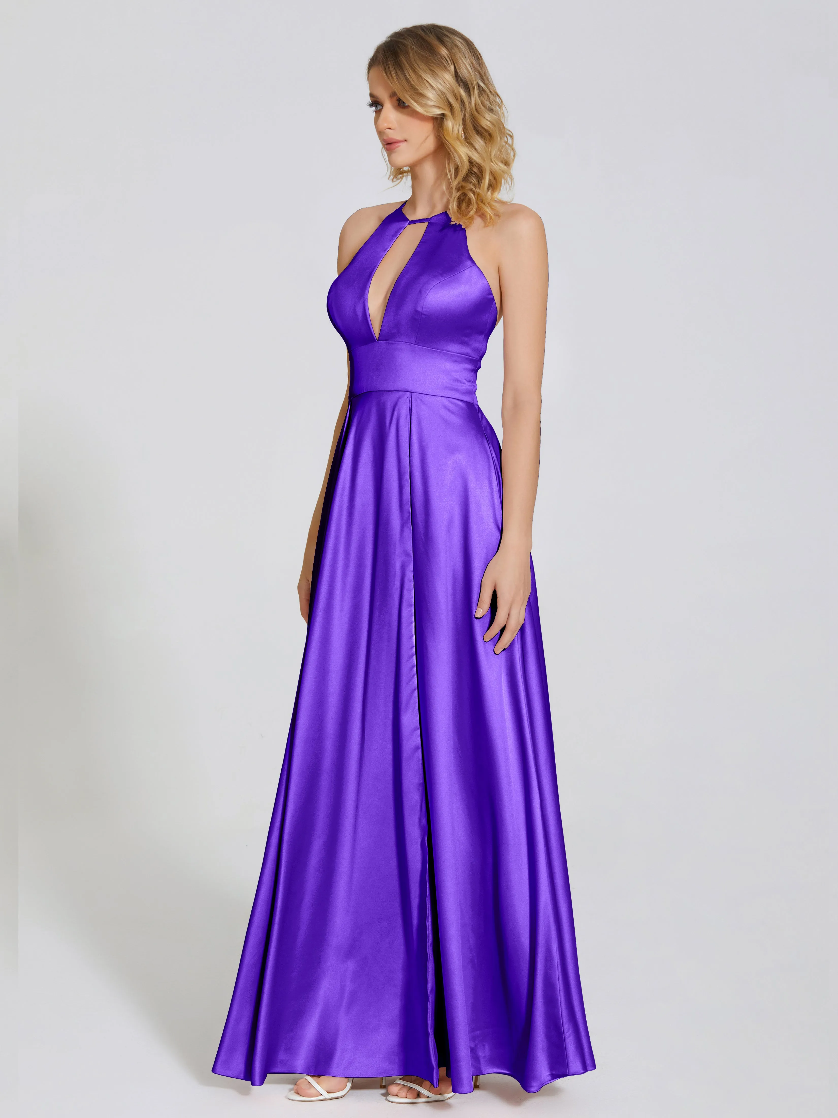 Halter Soft Satin Party Dresses