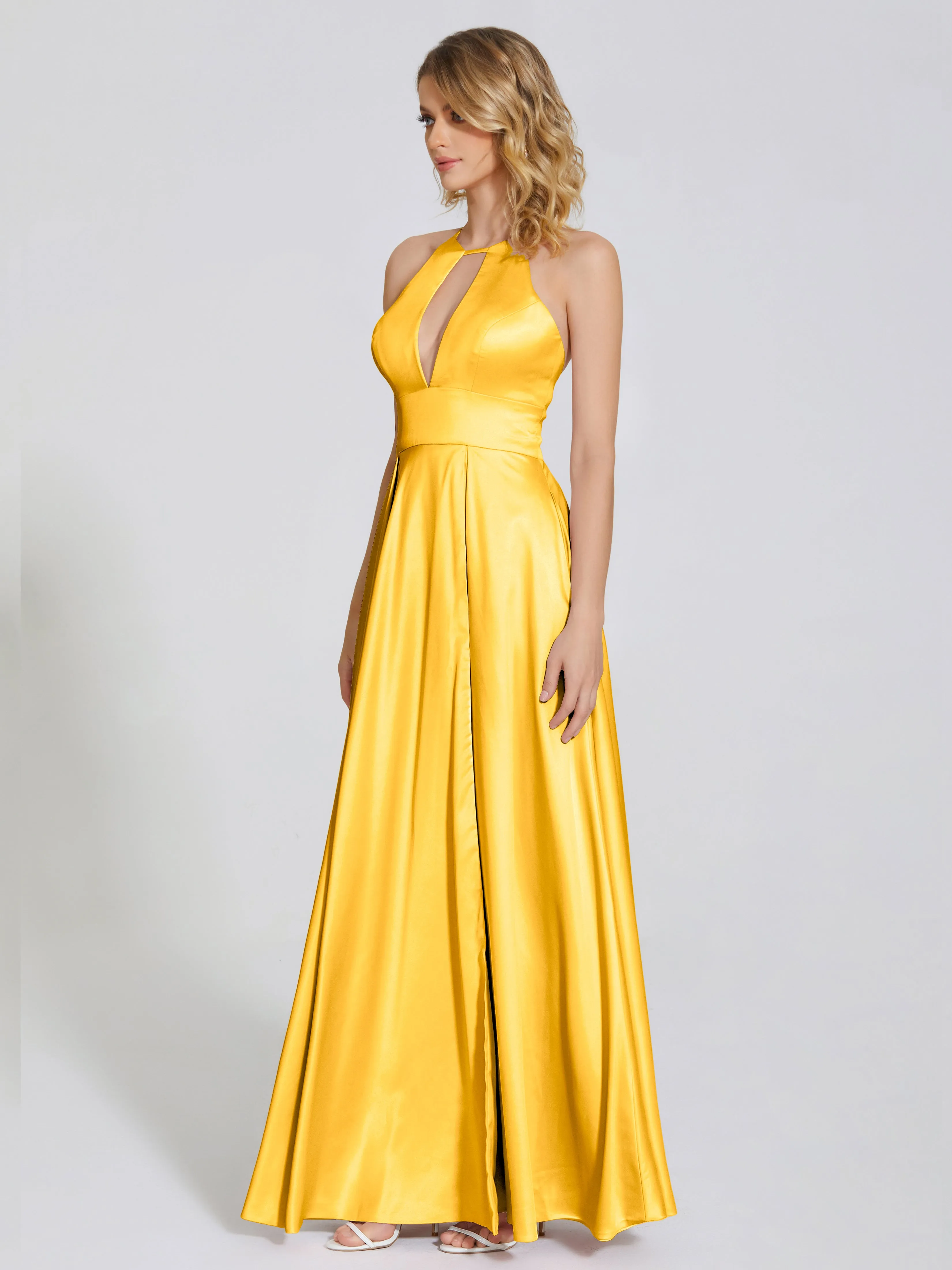 Halter Soft Satin Party Dresses