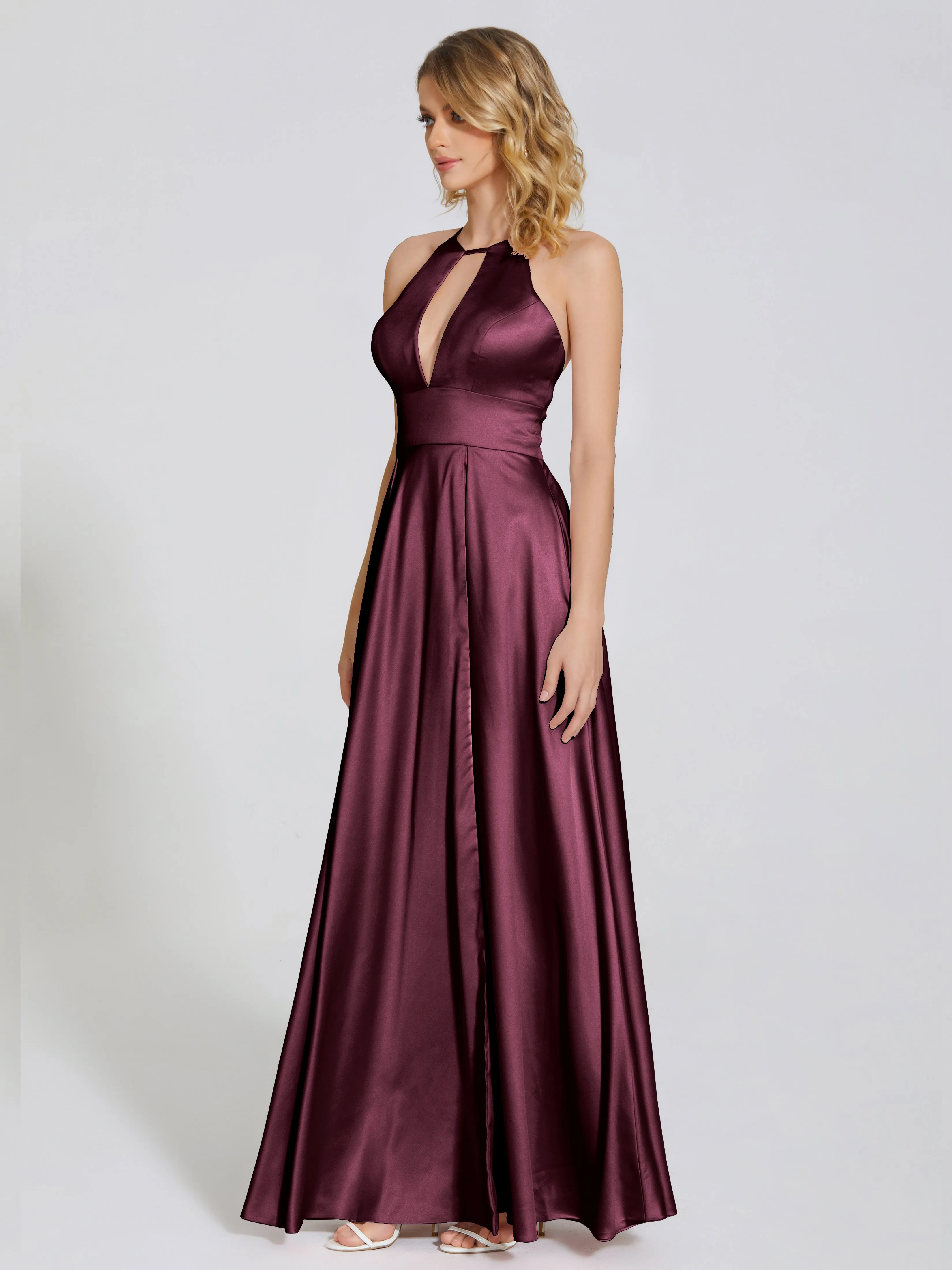 Halter Soft Satin Party Dresses