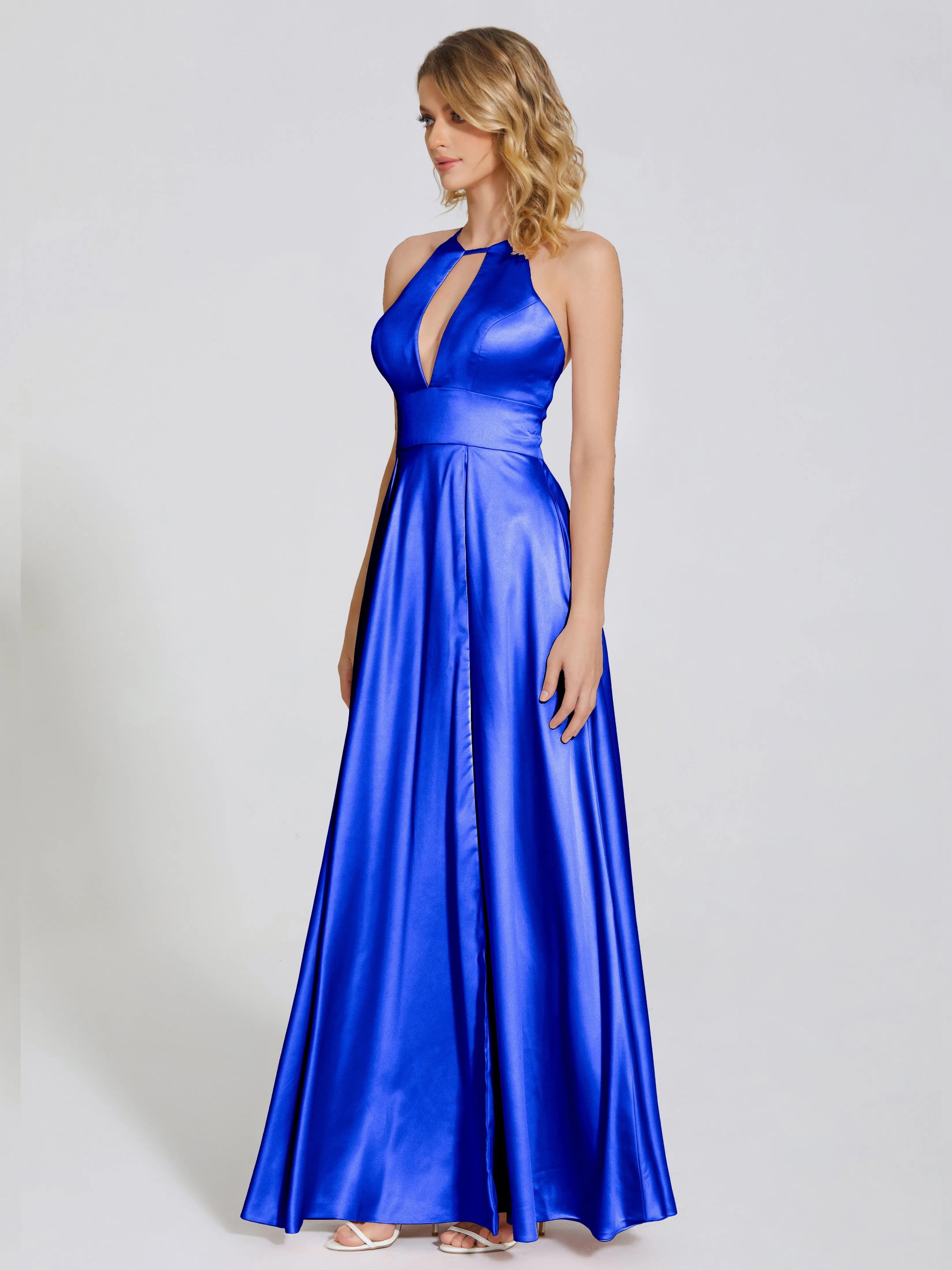 Halter Soft Satin Party Dresses