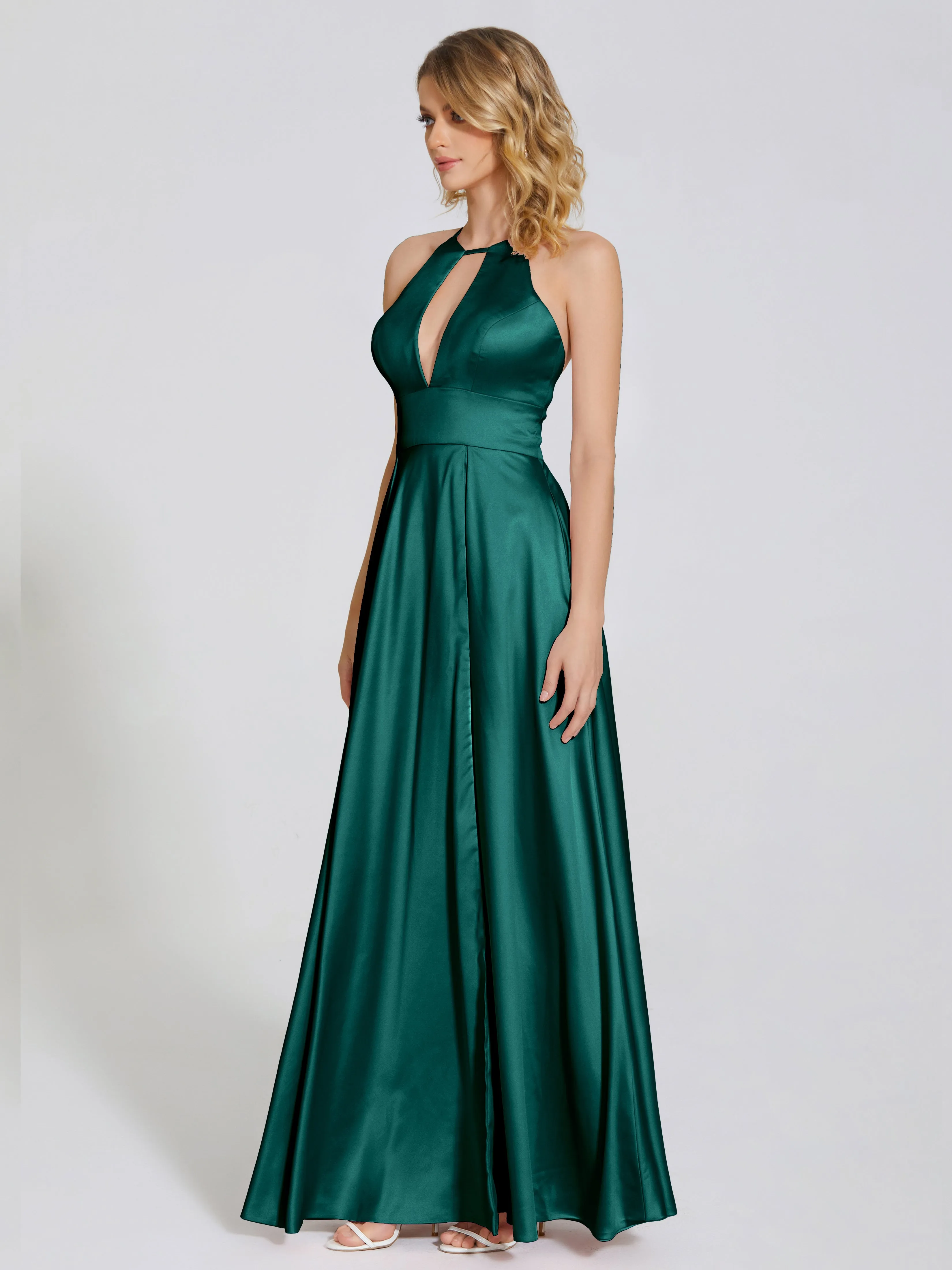 Halter Soft Satin Party Dresses