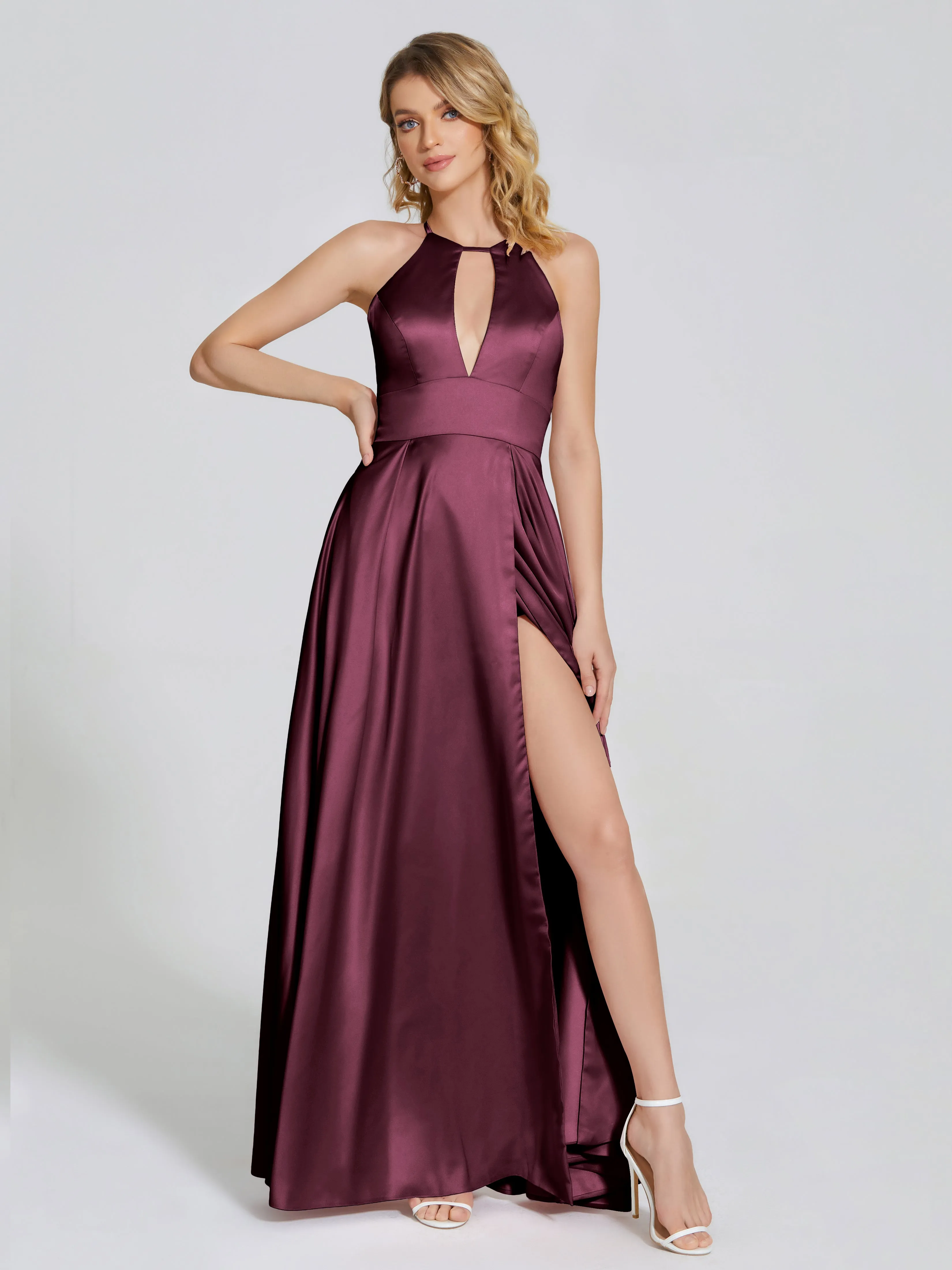 Halter Soft Satin Party Dresses