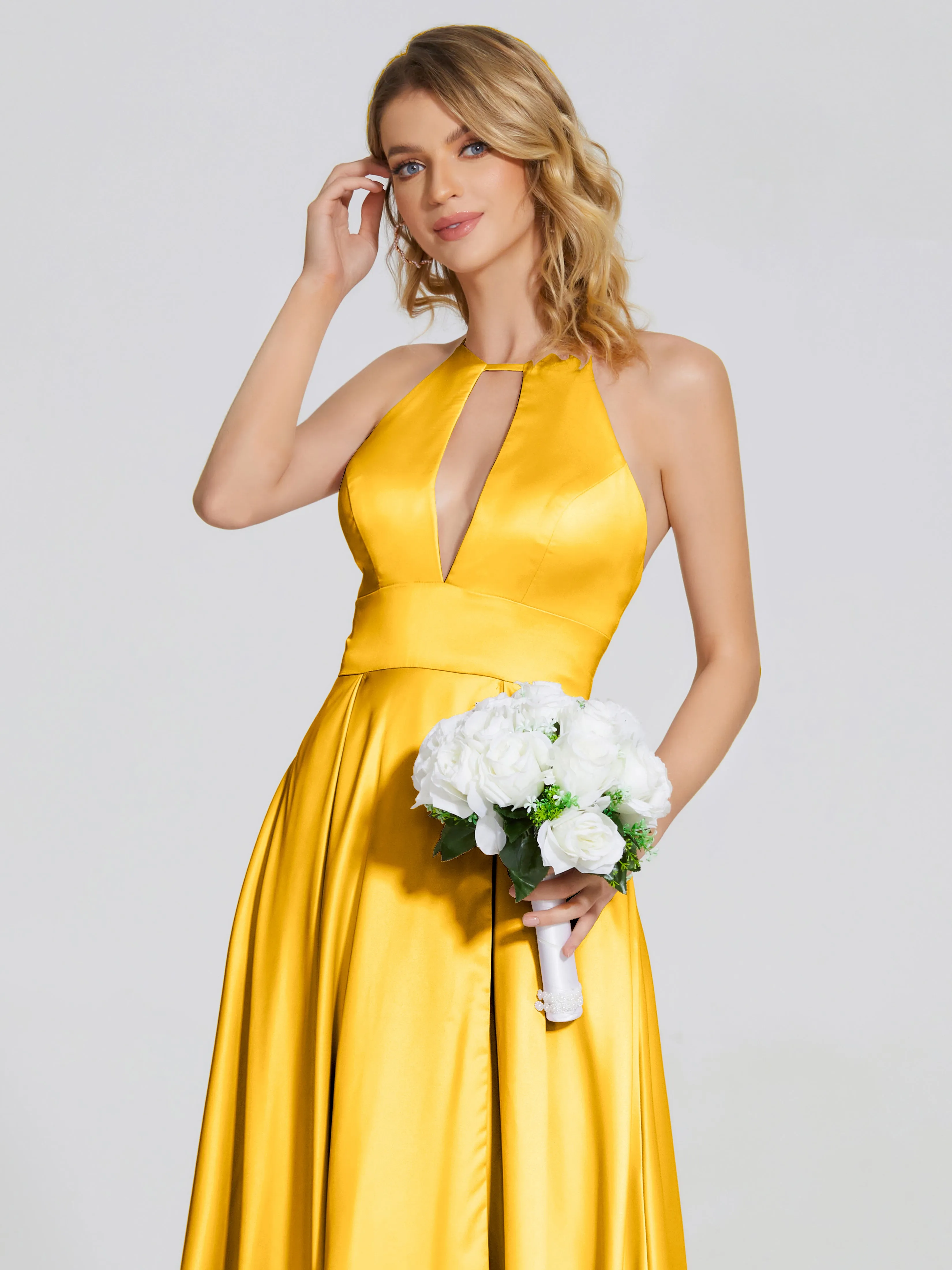 Halter Soft Satin Party Dresses