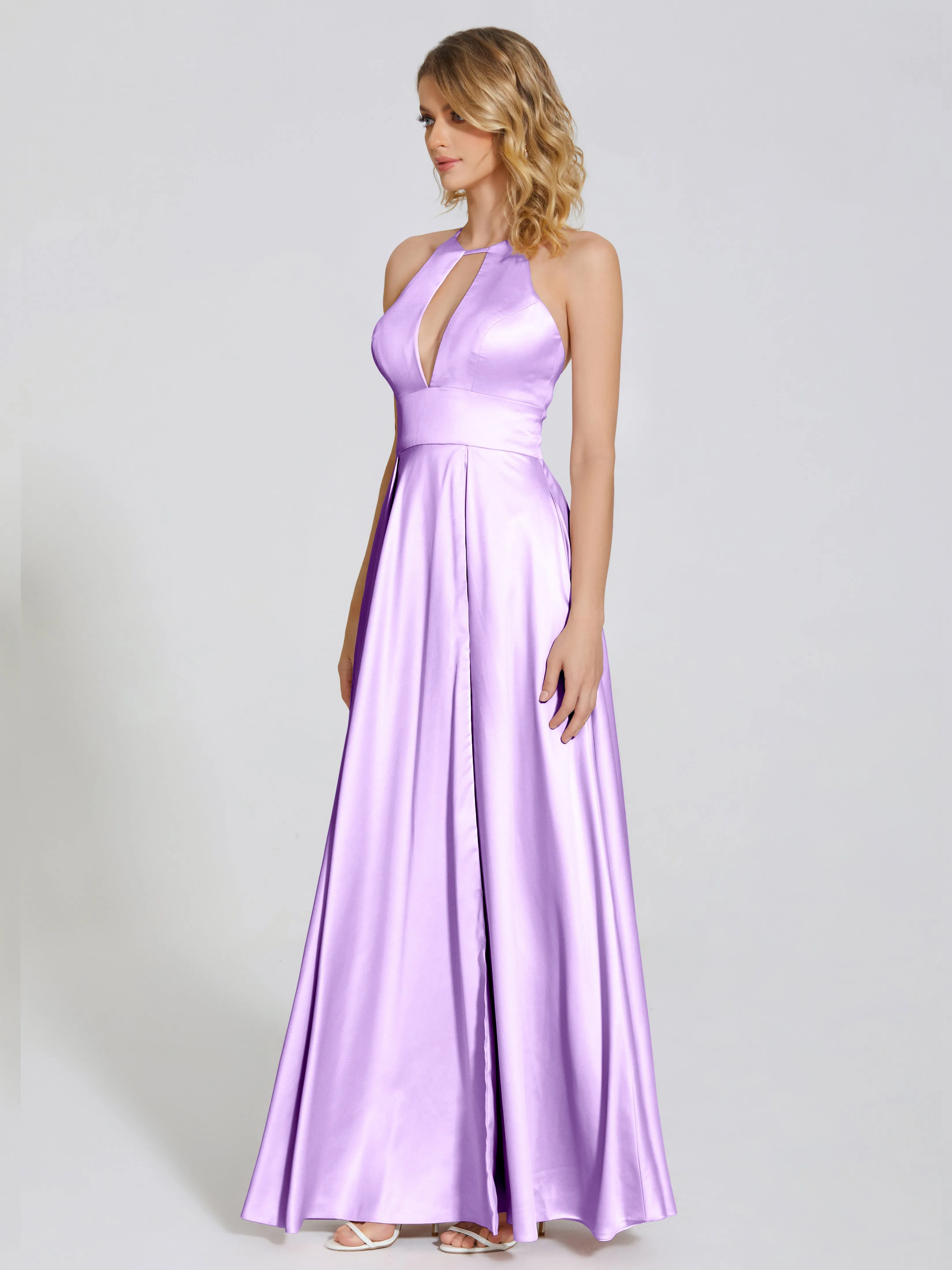 Halter Soft Satin Party Dresses