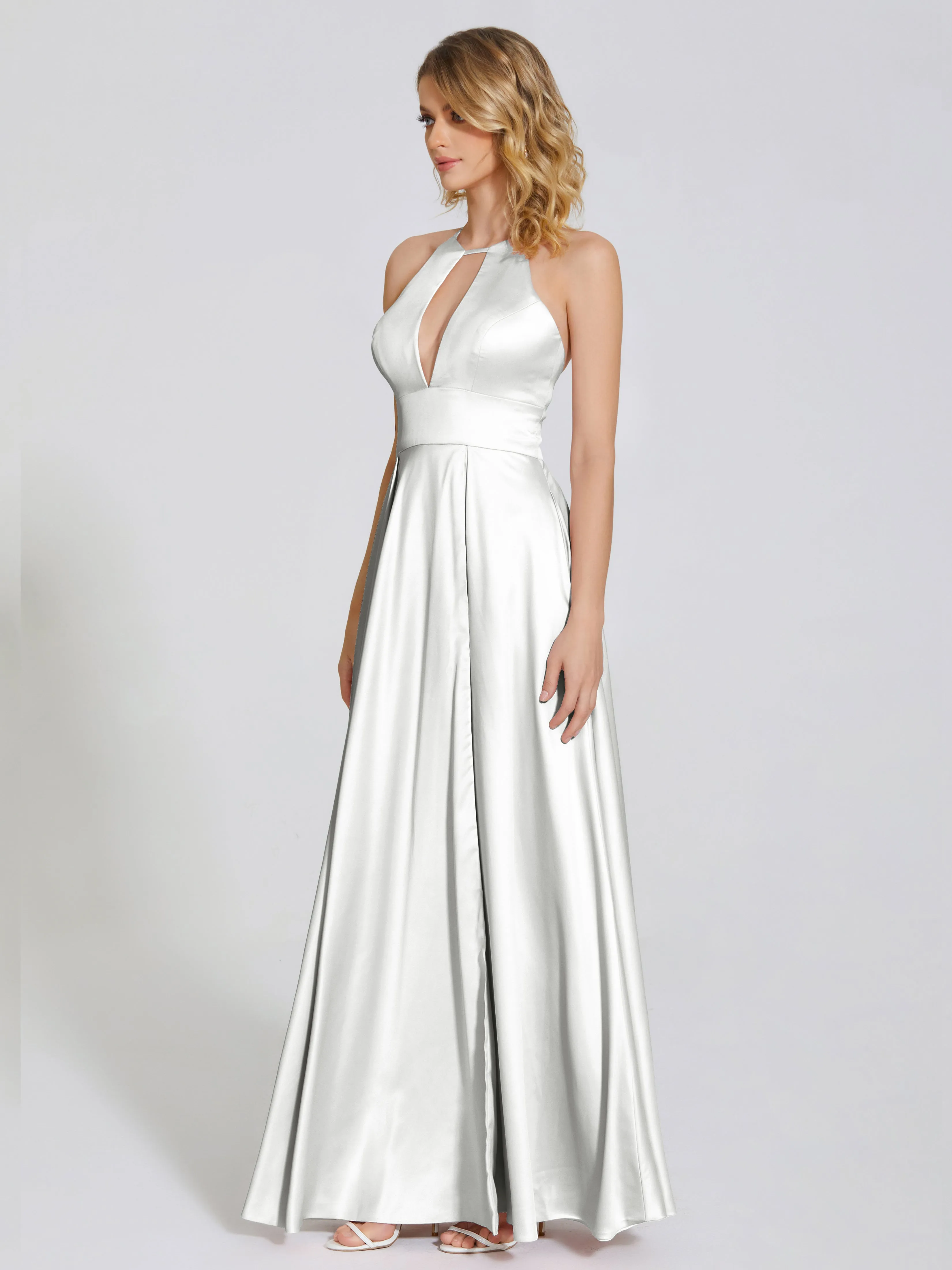 Halter Soft Satin Party Dresses