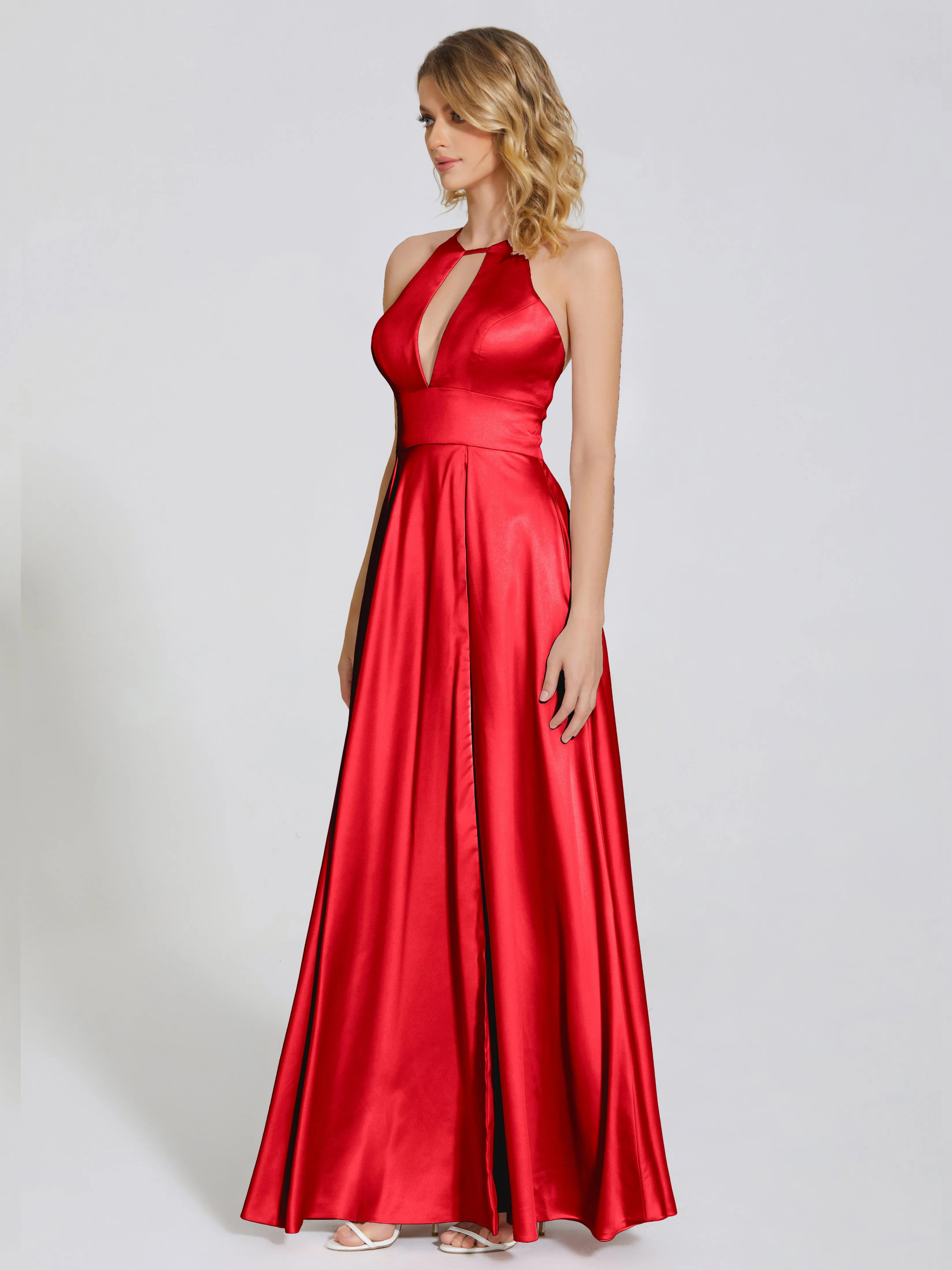 Halter Soft Satin Party Dresses