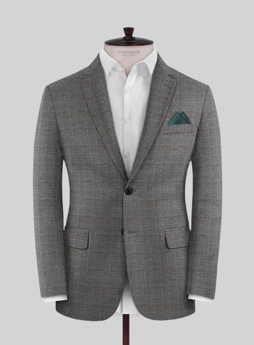 Italian Lark Gray Checks Flannel Suit