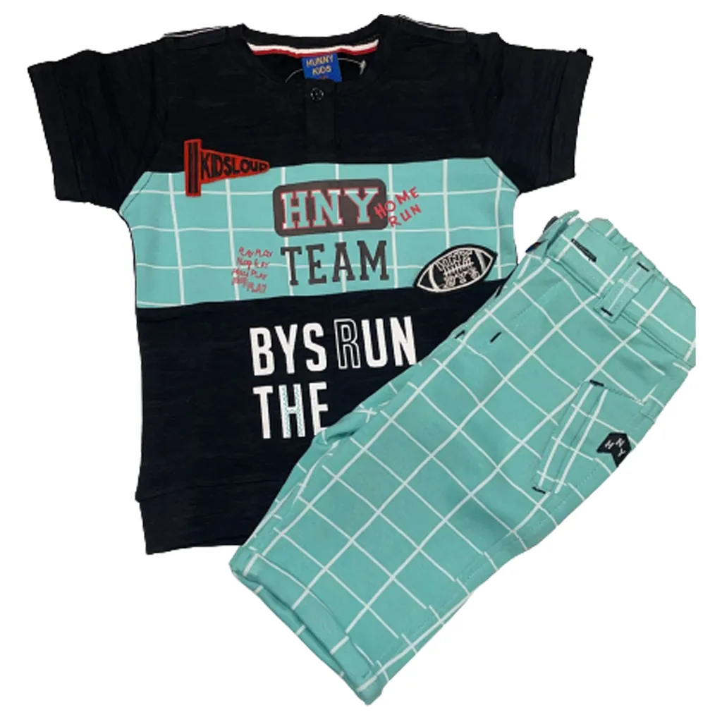 Kids Casual Set(Black & Blue)