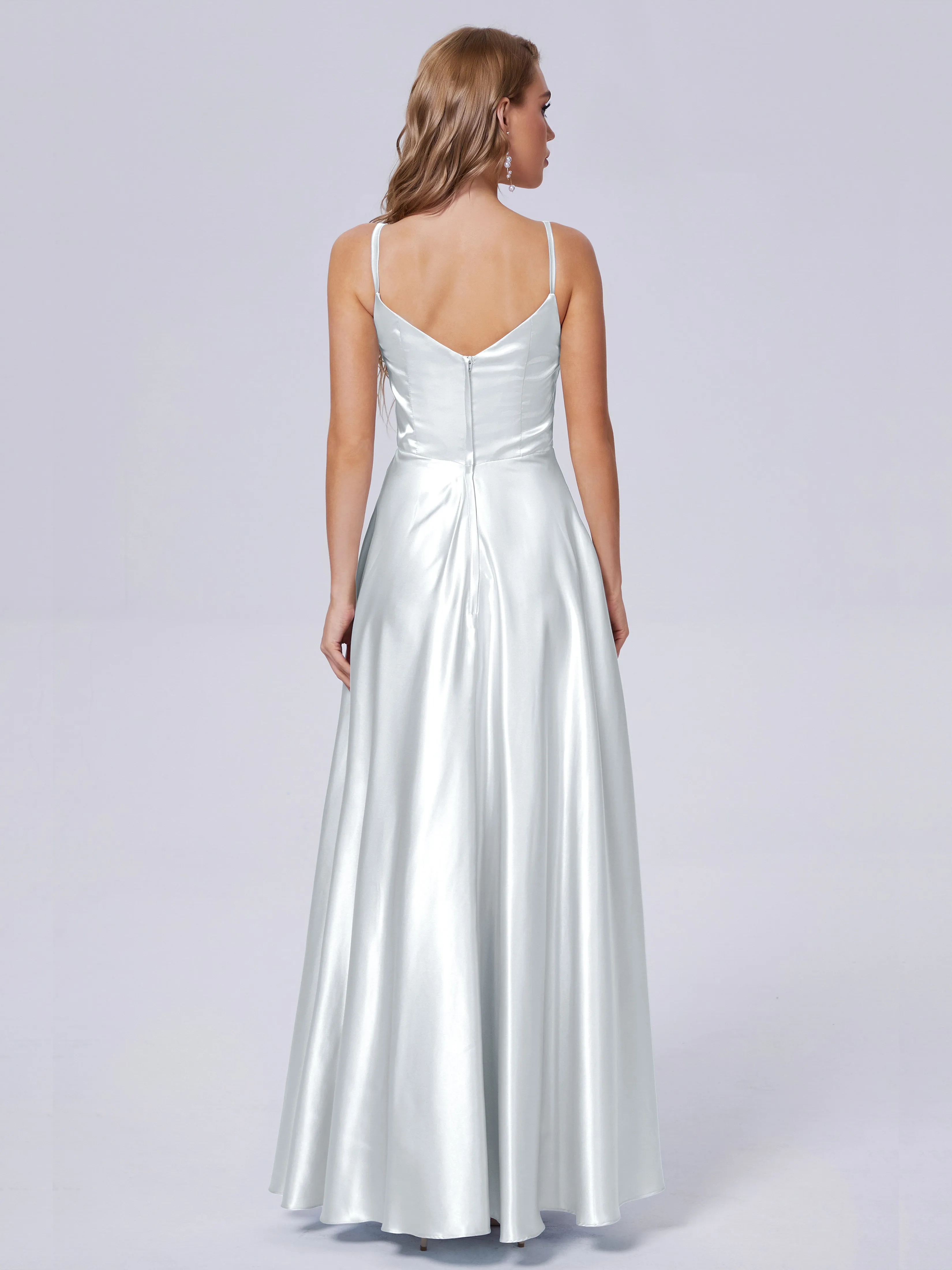 Lila Asymmetrical Split Soft Satin Bridesmaid Dresses