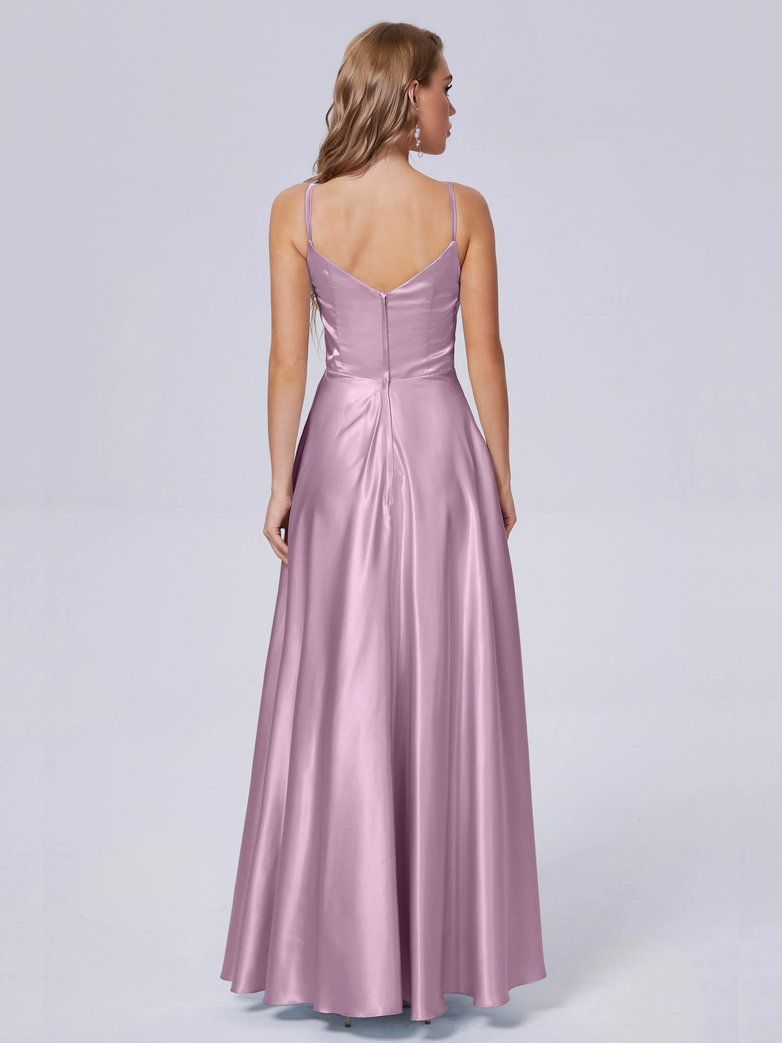 Lila Asymmetrical Split Soft Satin Bridesmaid Dresses