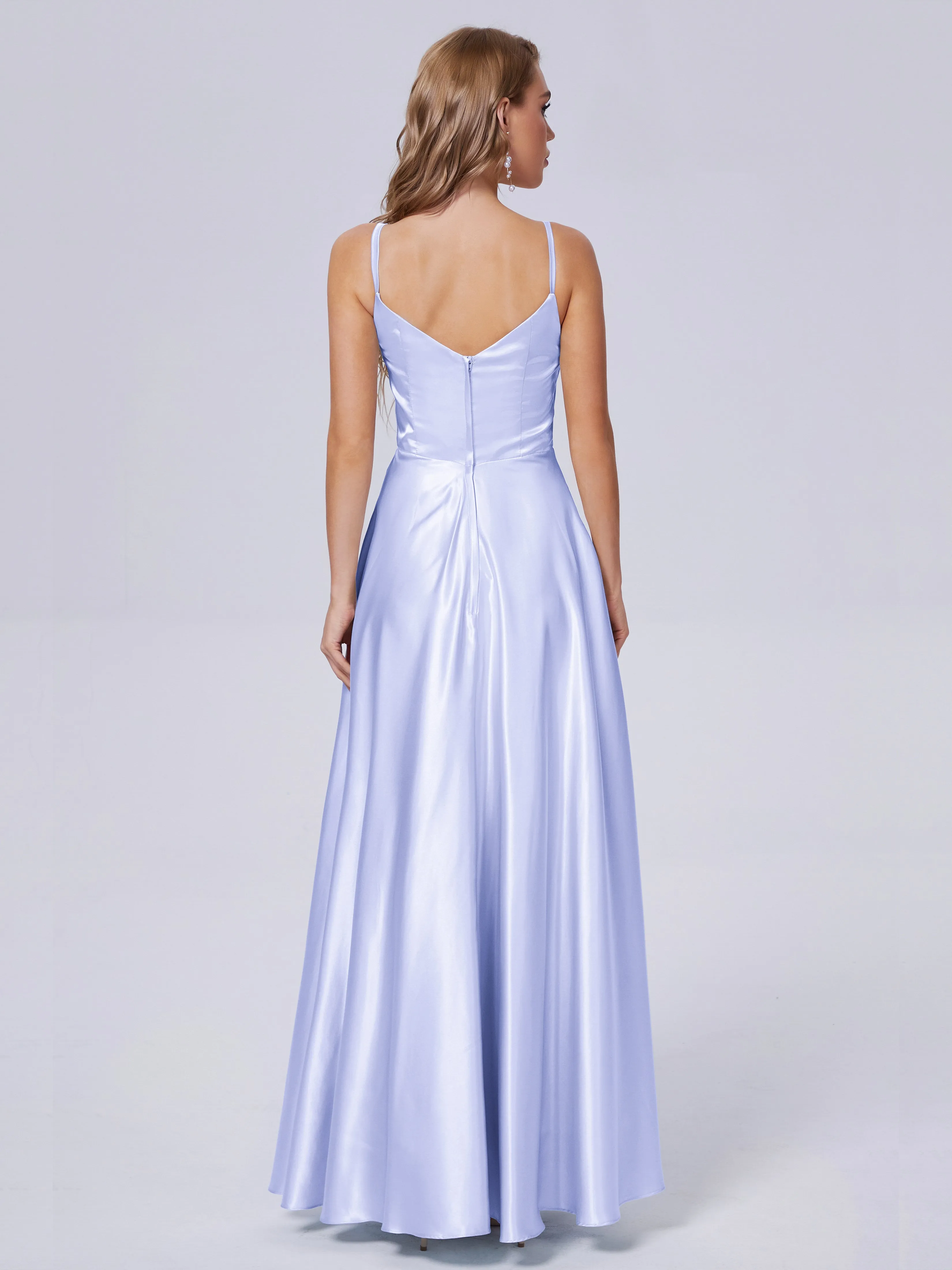 Lila Asymmetrical Split Soft Satin Bridesmaid Dresses