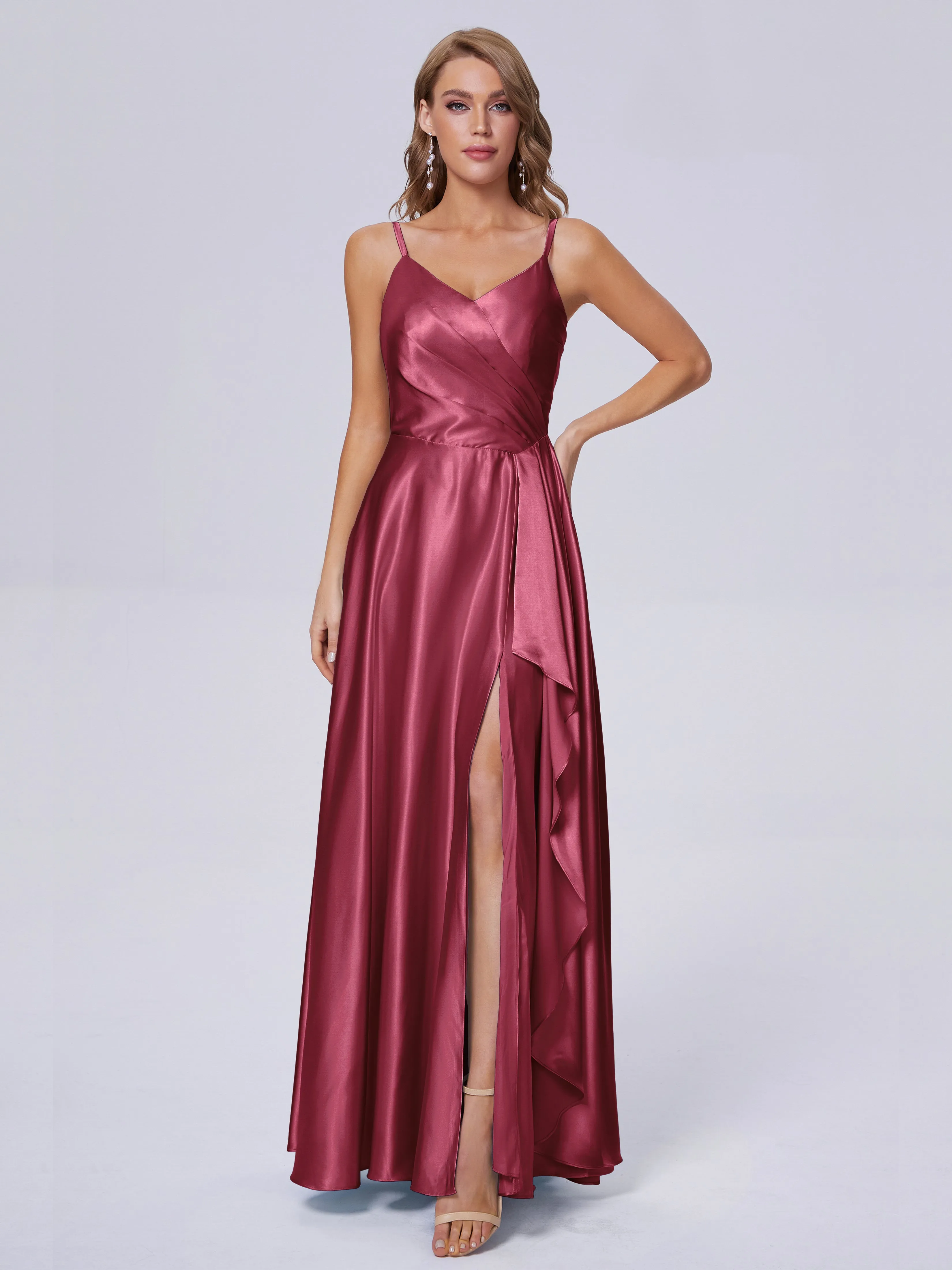 Lila Asymmetrical Split Soft Satin Bridesmaid Dresses