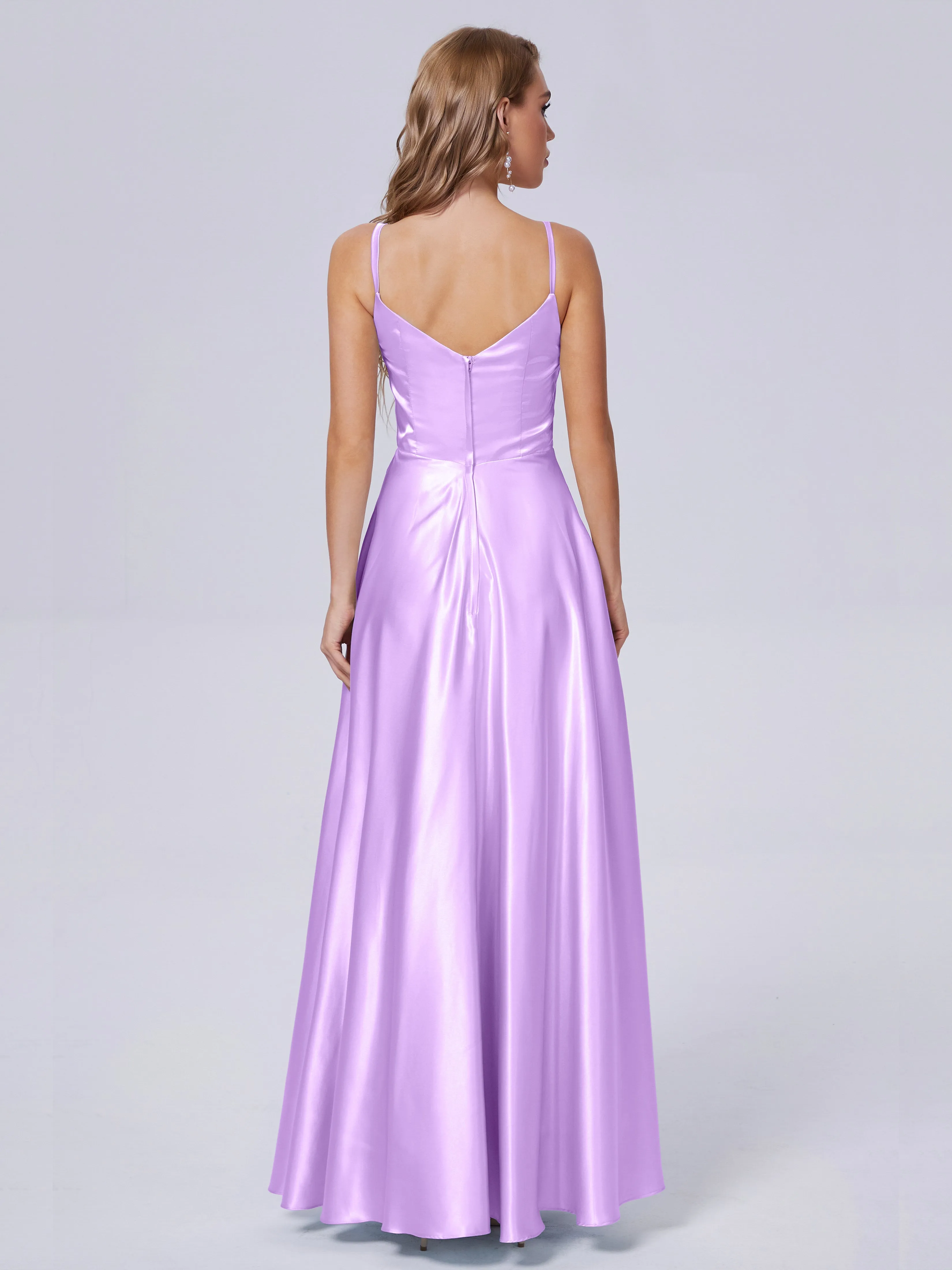 Lila Asymmetrical Split Soft Satin Bridesmaid Dresses