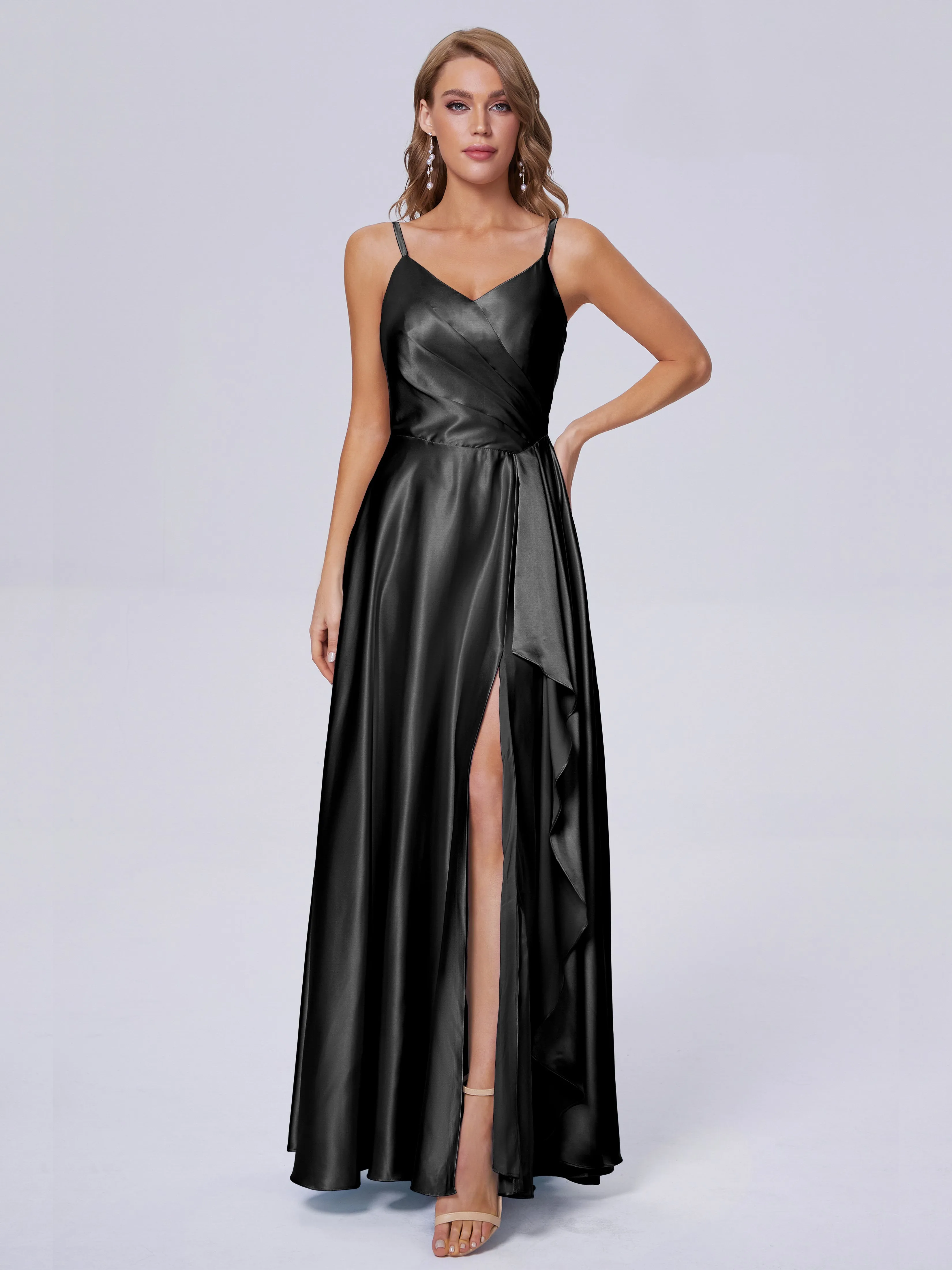 Lila Asymmetrical Split Soft Satin Bridesmaid Dresses