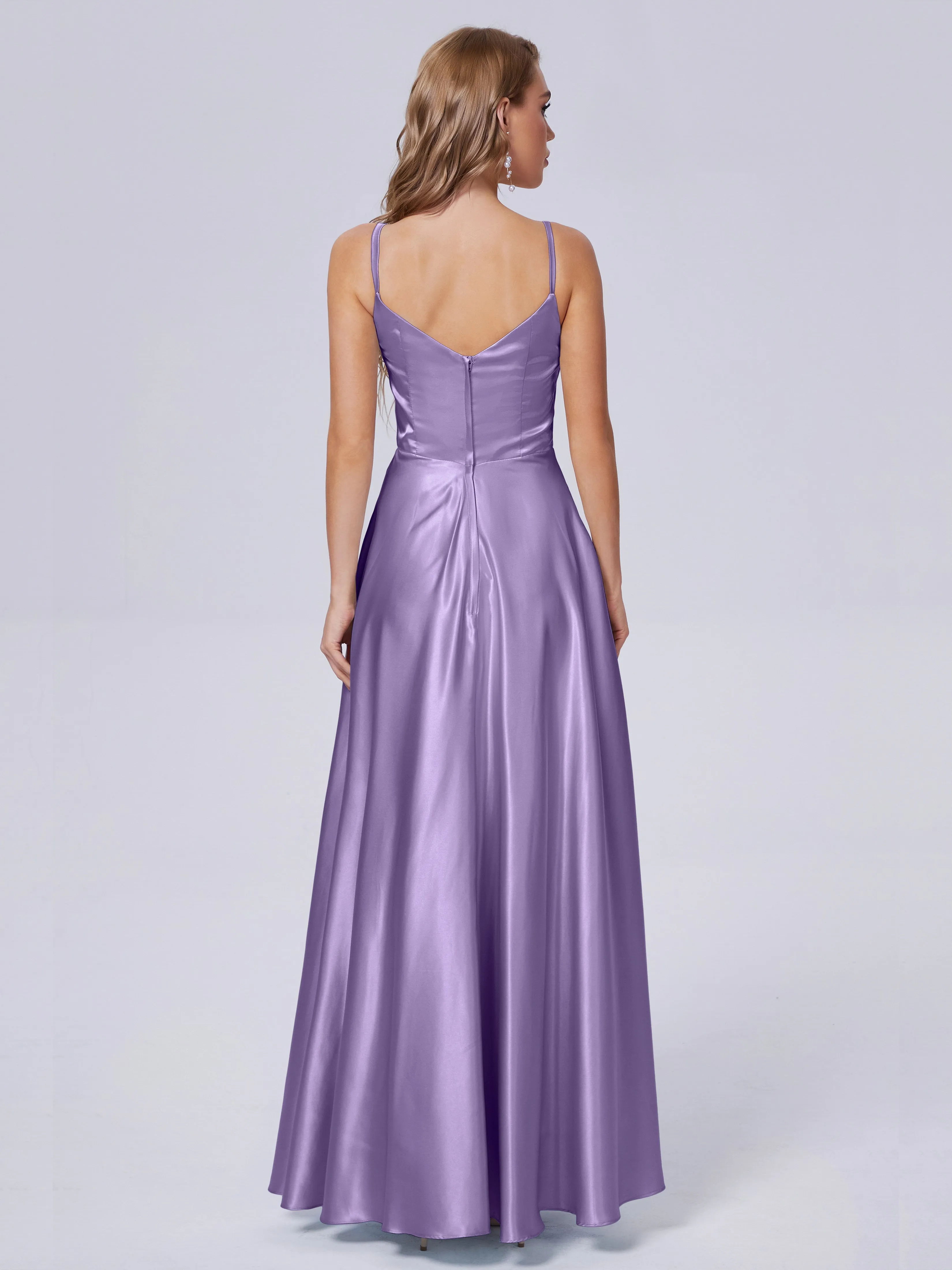 Lila Asymmetrical Split Soft Satin Bridesmaid Dresses