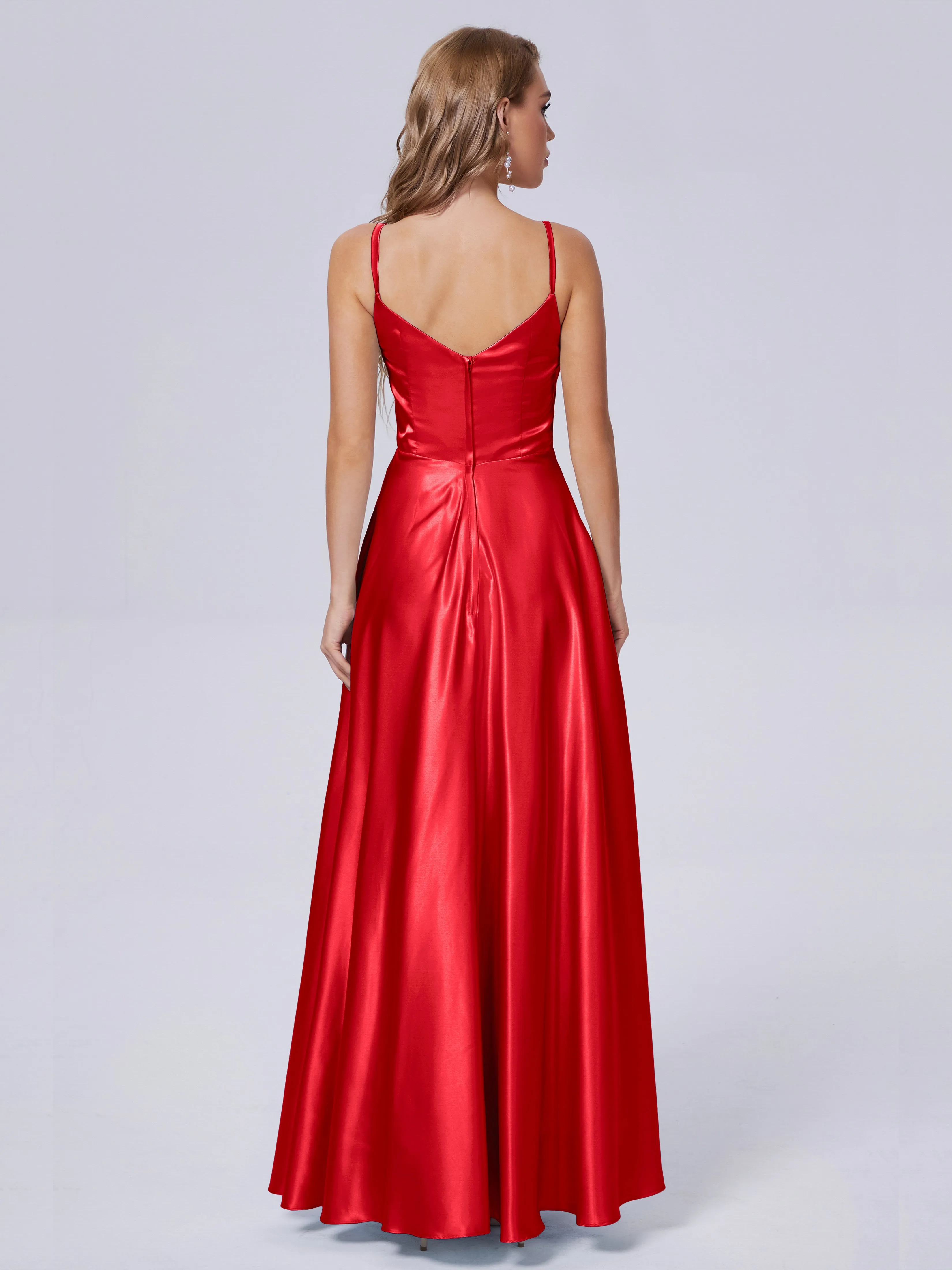 Lila Asymmetrical Split Soft Satin Bridesmaid Dresses