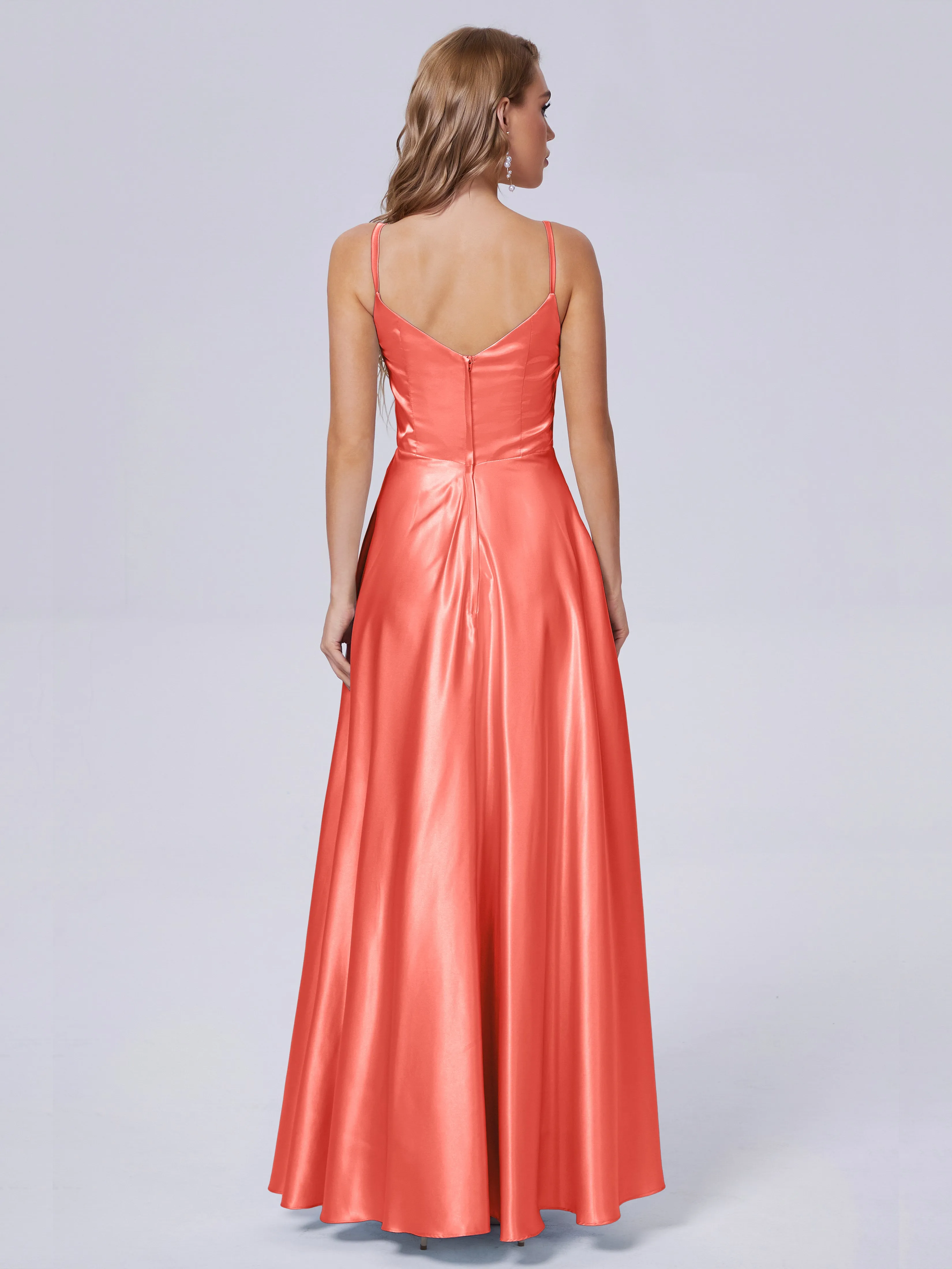 Lila Asymmetrical Split Soft Satin Bridesmaid Dresses