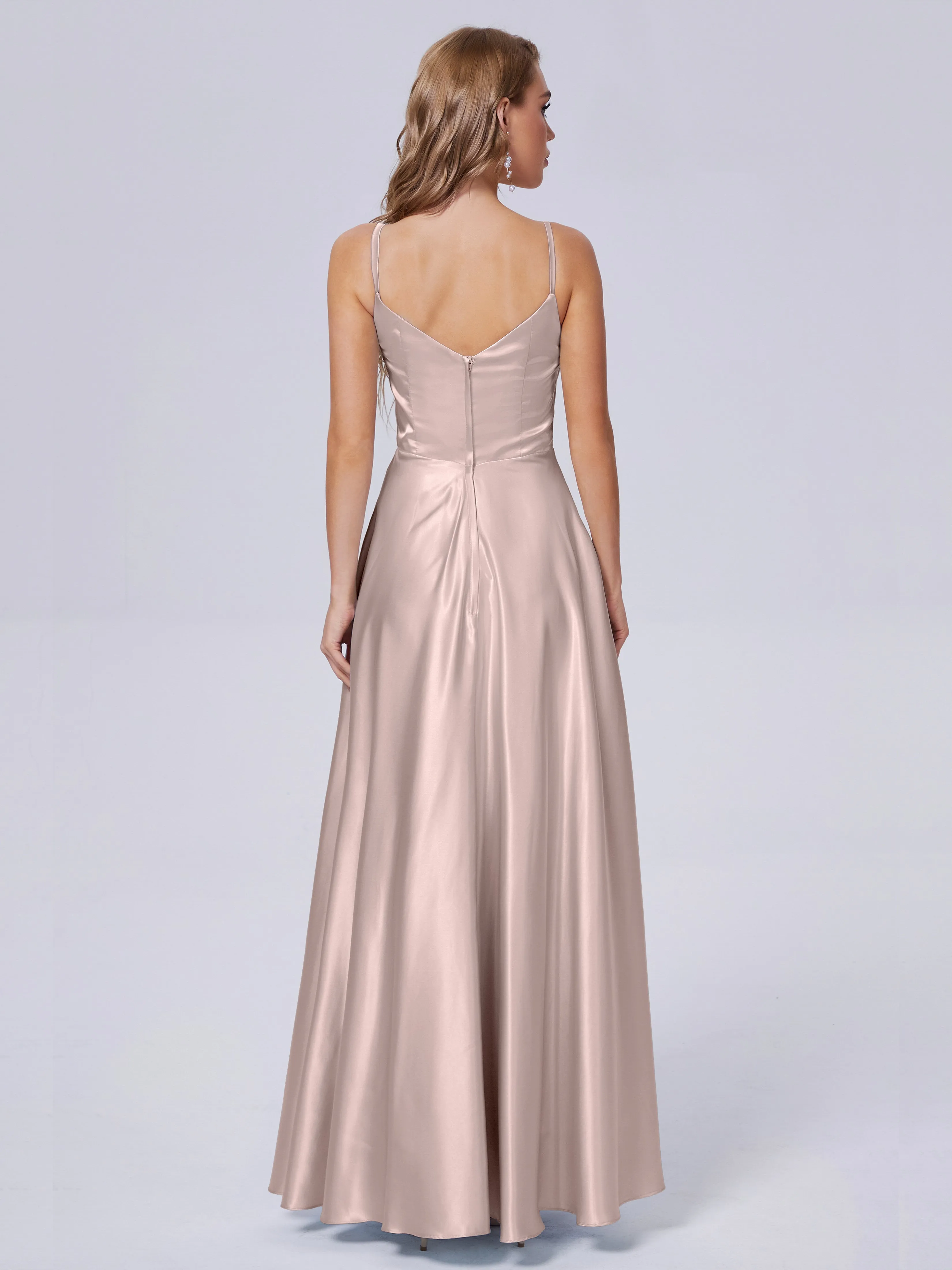 Lila Asymmetrical Split Soft Satin Bridesmaid Dresses