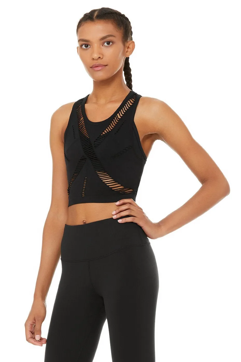 Line Crop Tank - Black