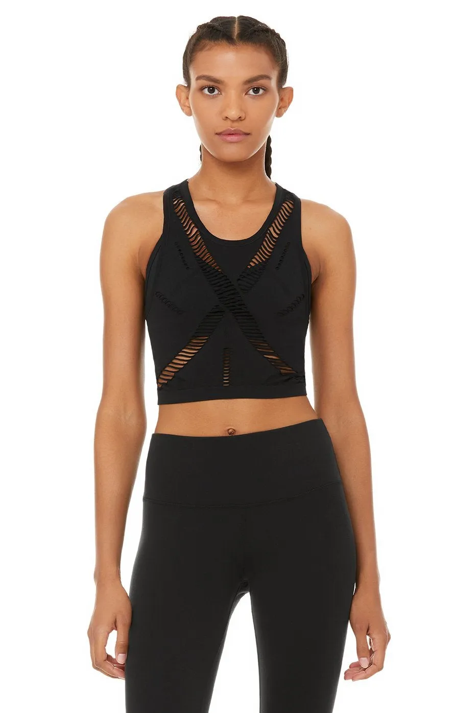 Line Crop Tank - Black