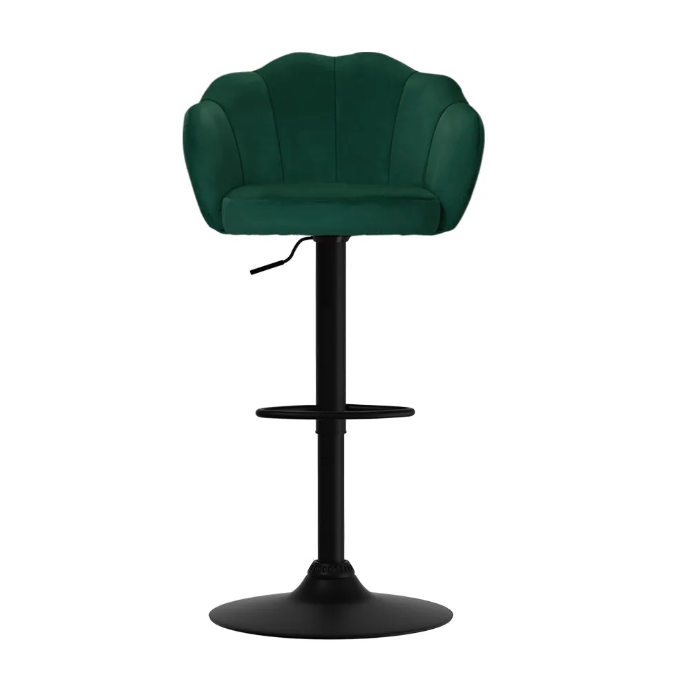 Luxury Adjustable Velvet Bar Stools Set, Green - Artiss